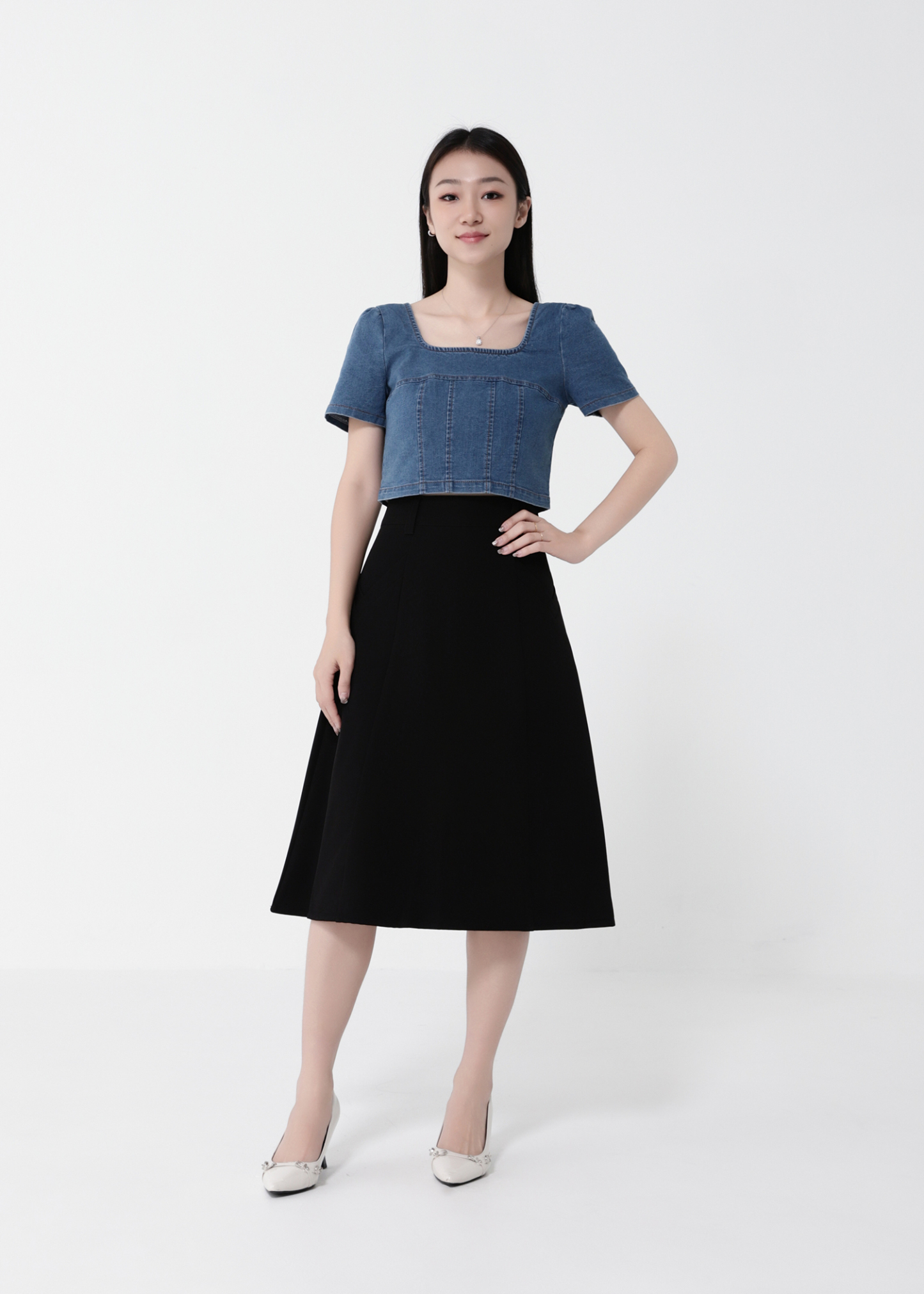 Back Zip High Waist Side Pocket Skirt Pant 40263