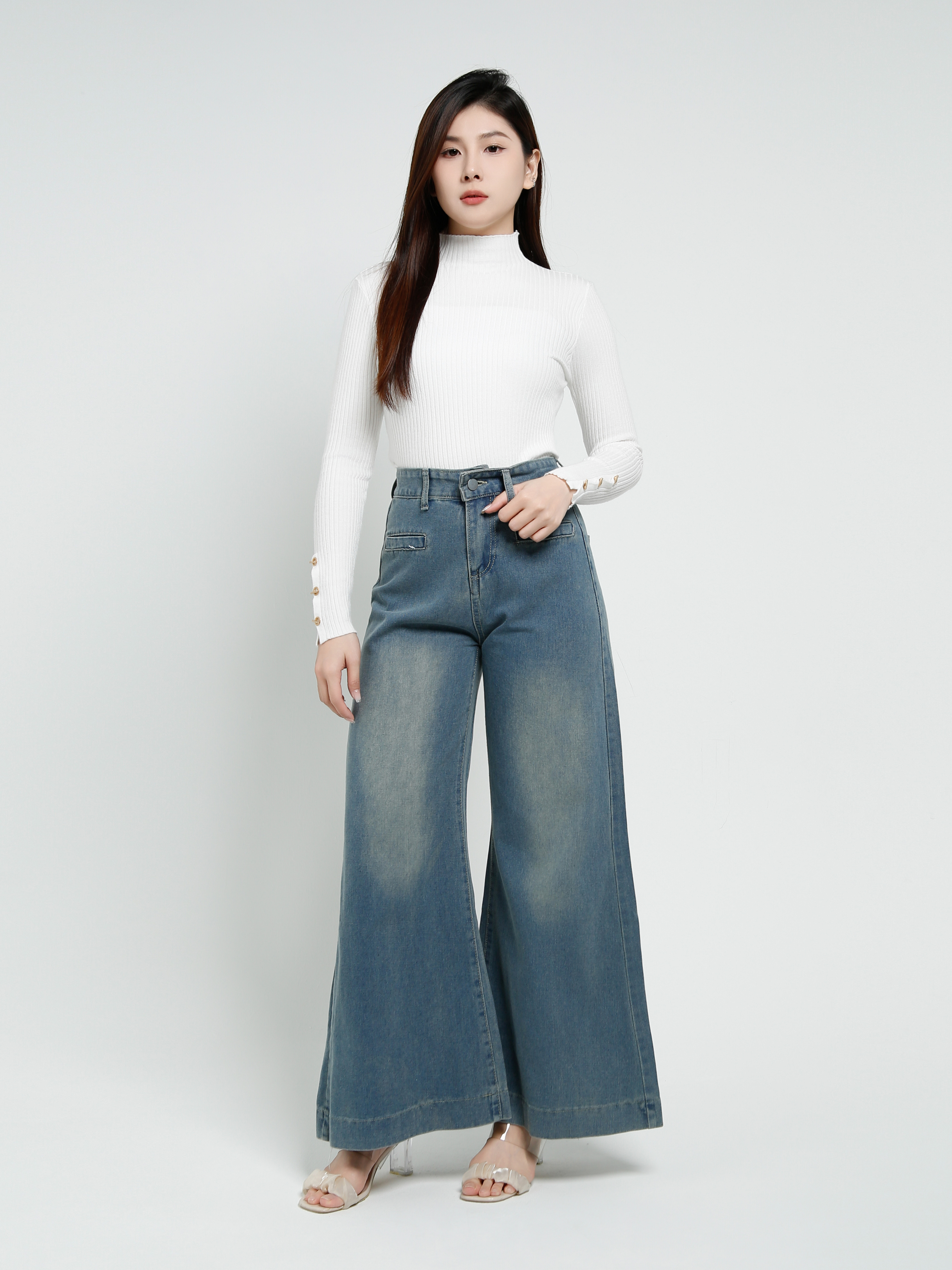 Denim Front Pocket Long Pant 40426