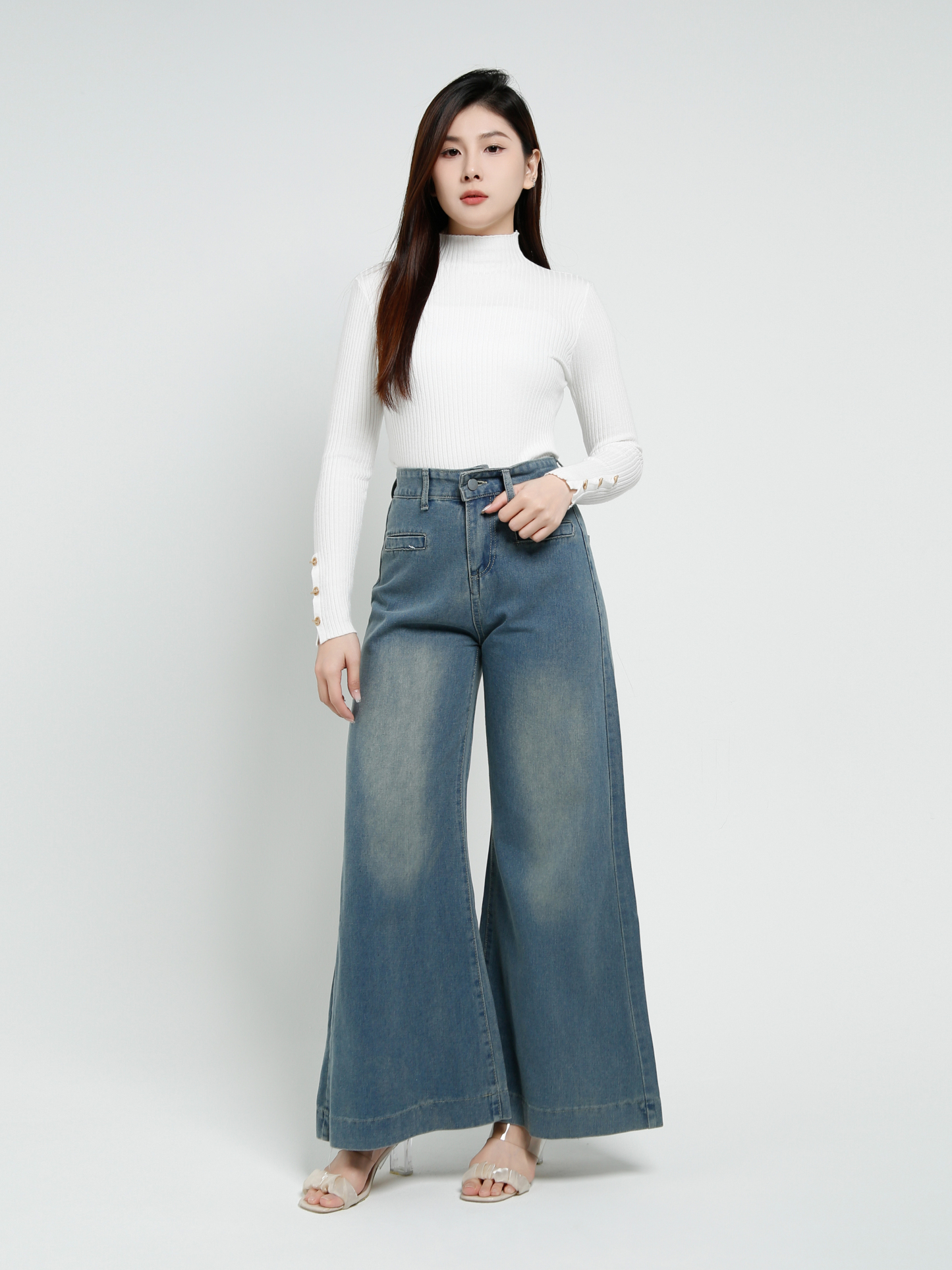 Denim Front Pocket Long Pant 40426