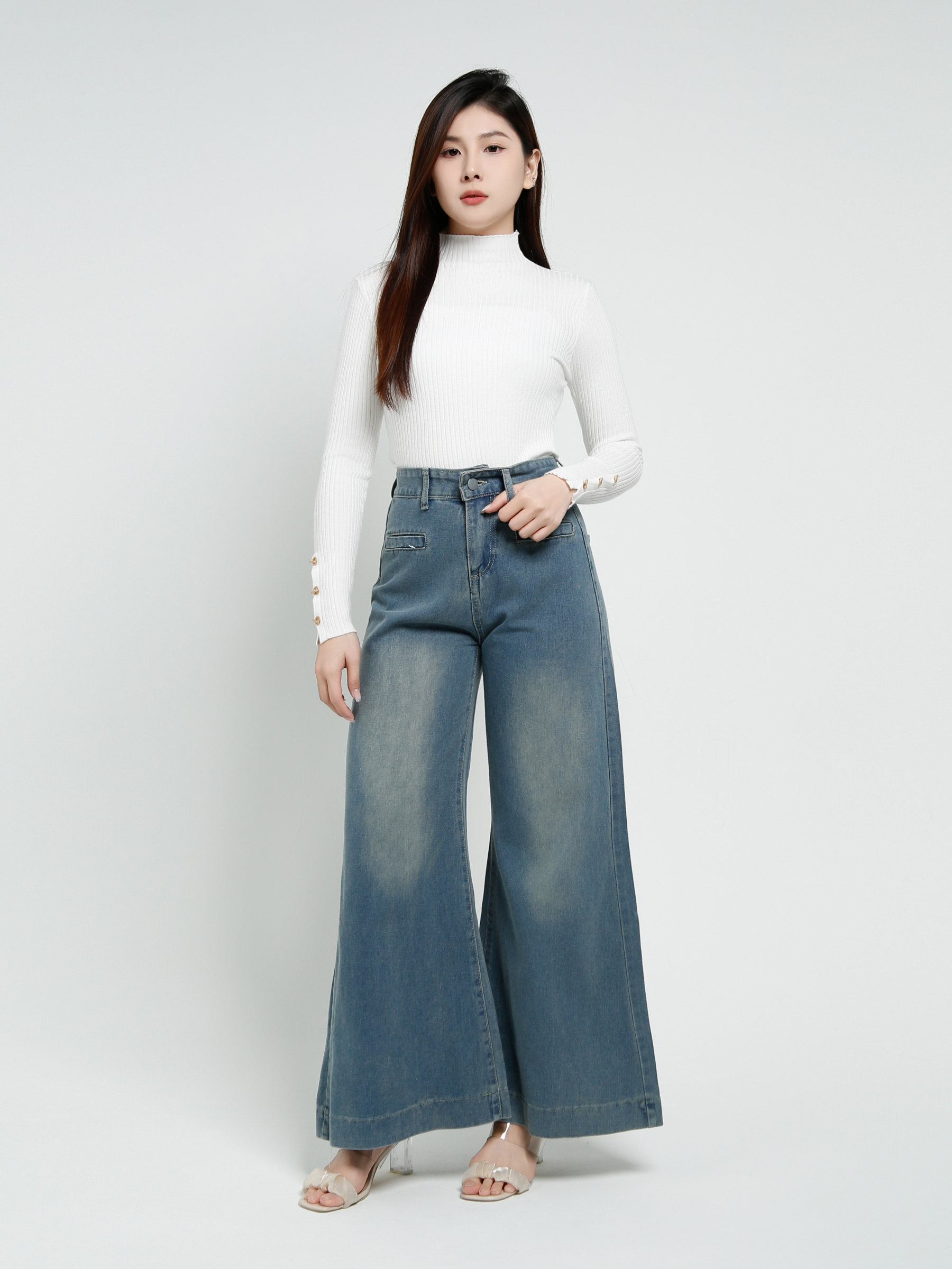 Denim Front Pocket Long Pant 40426