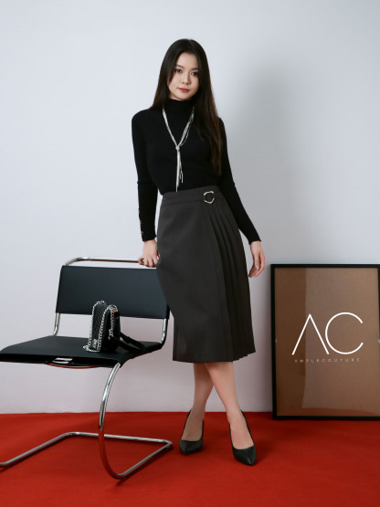 High Waist Side Pleated Skirt AC142