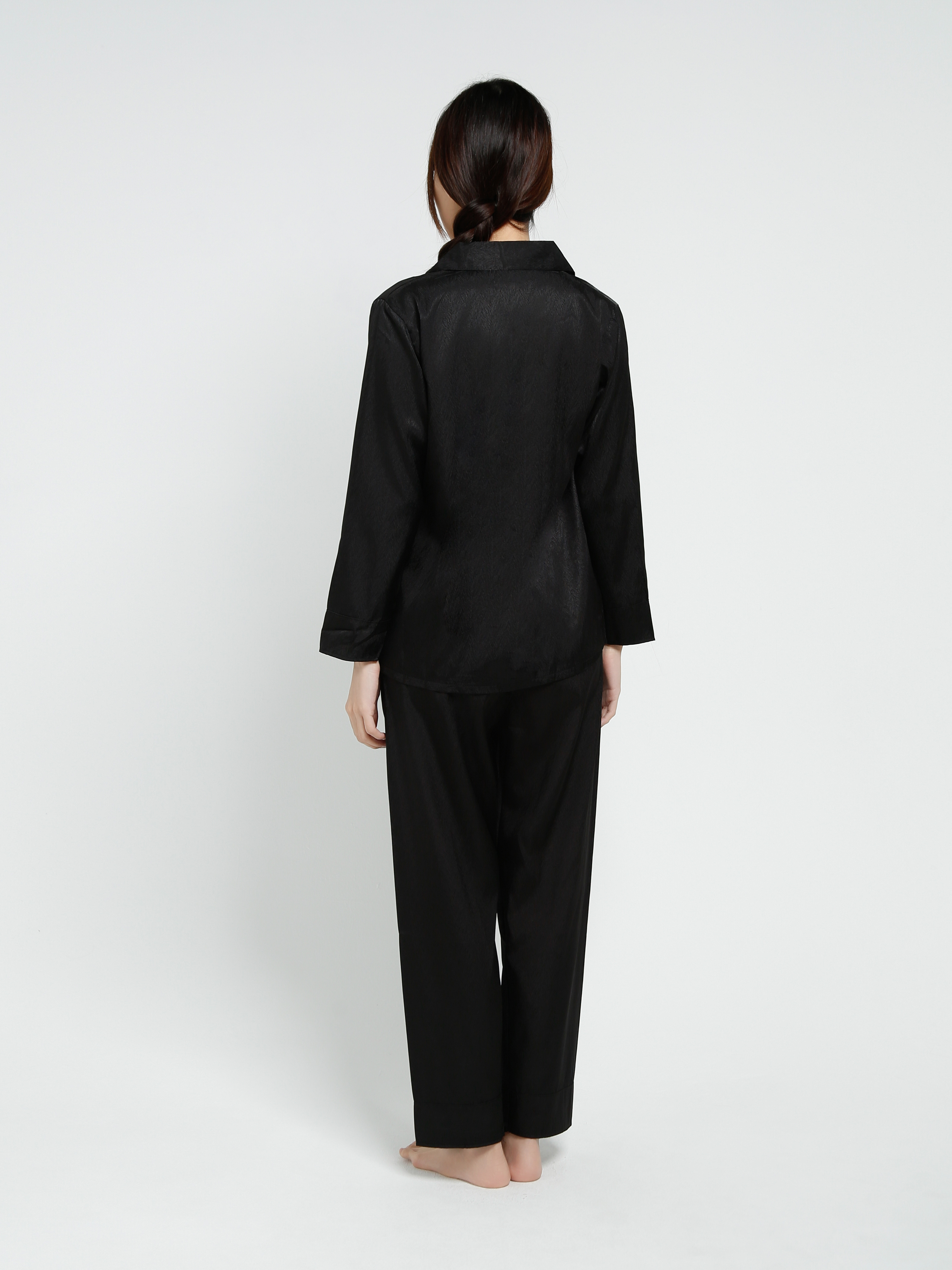 Long Sleeve Front Button Top With Long Pant Set 40425