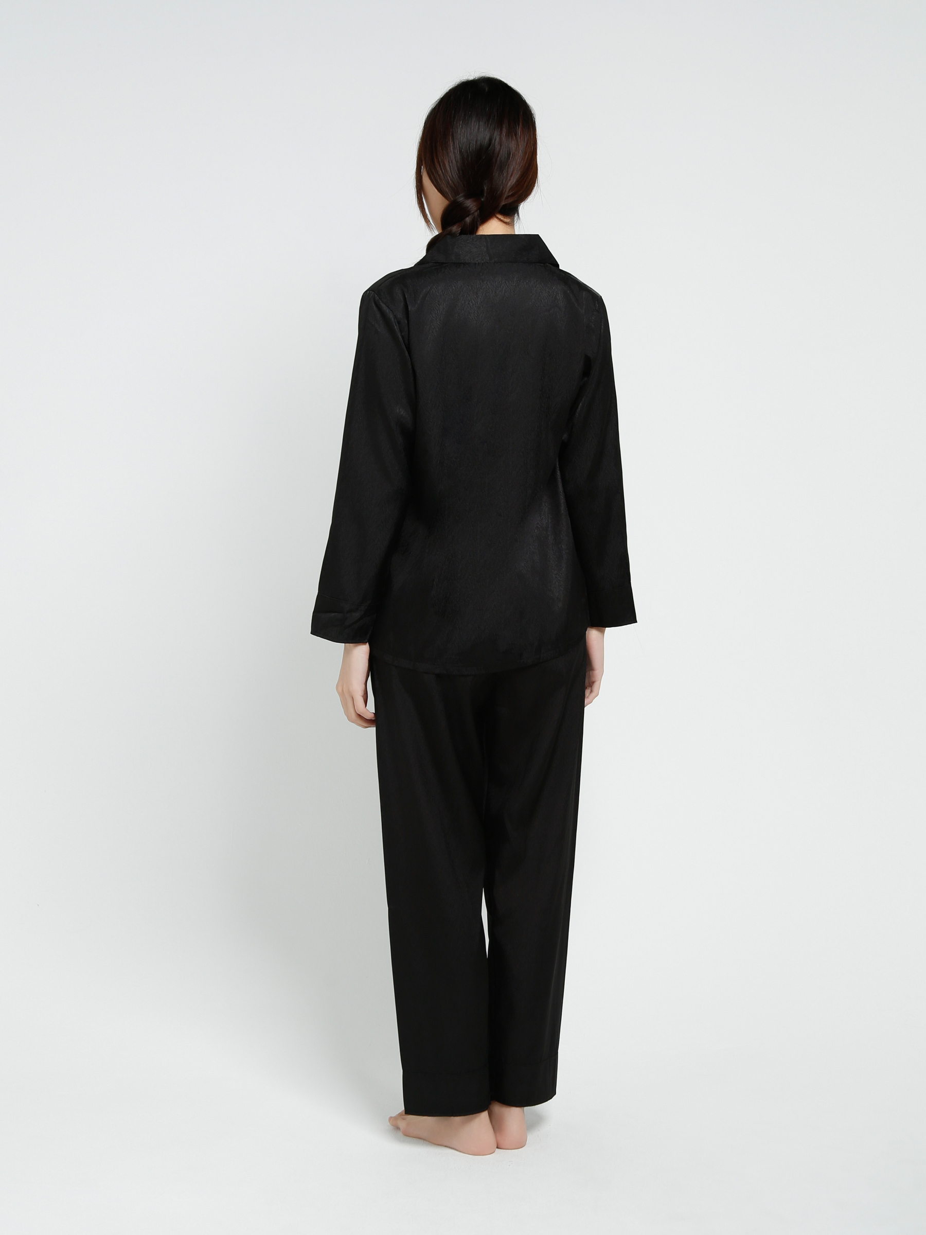 Long Sleeve Front Button Top With Long Pant Set 40425