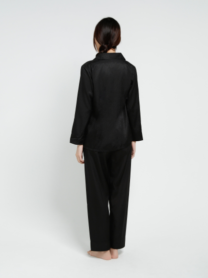 Long Sleeve Front Button Top With Long Pant Set 40425