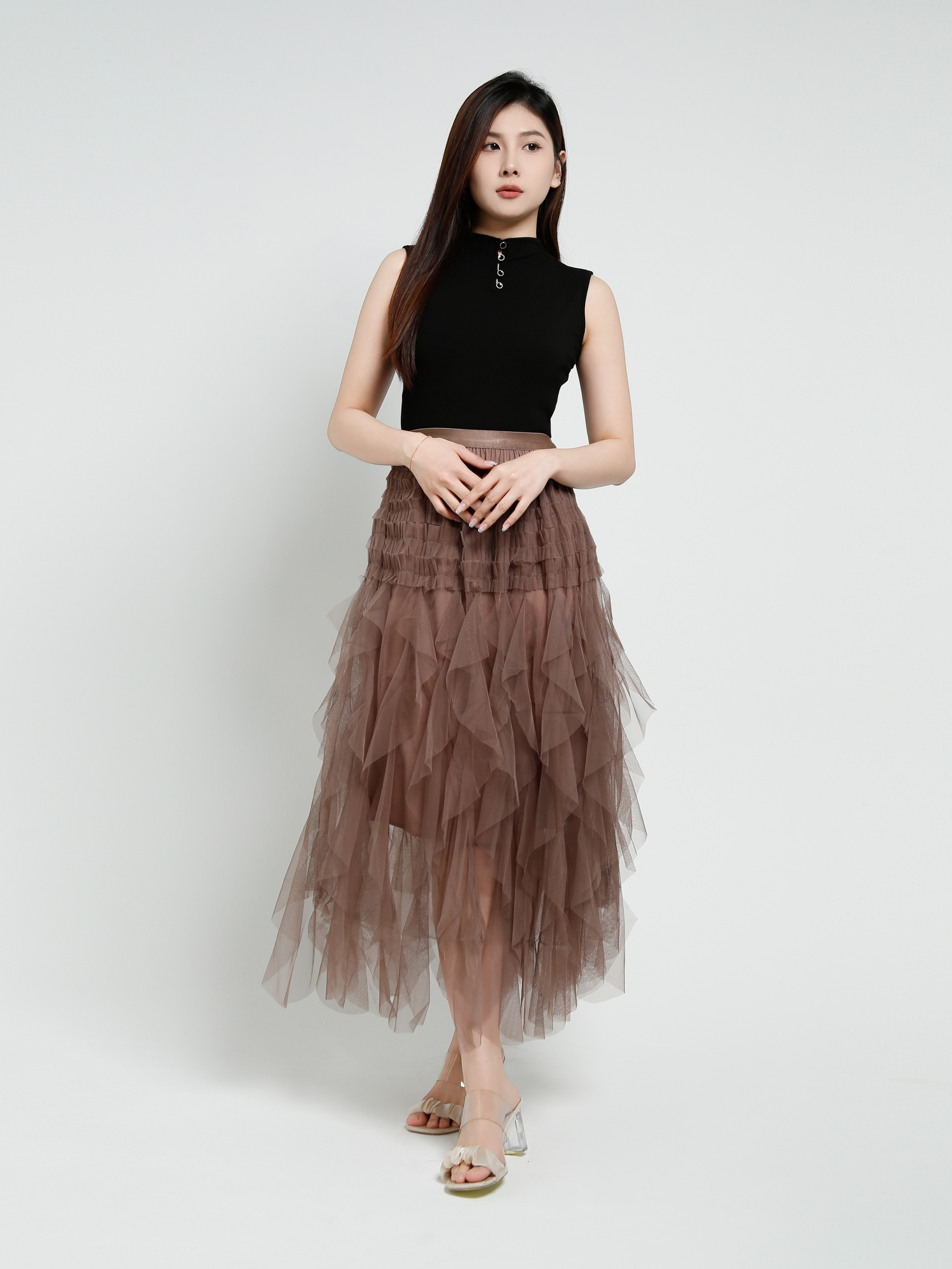Sleeveless Front button Top 40439