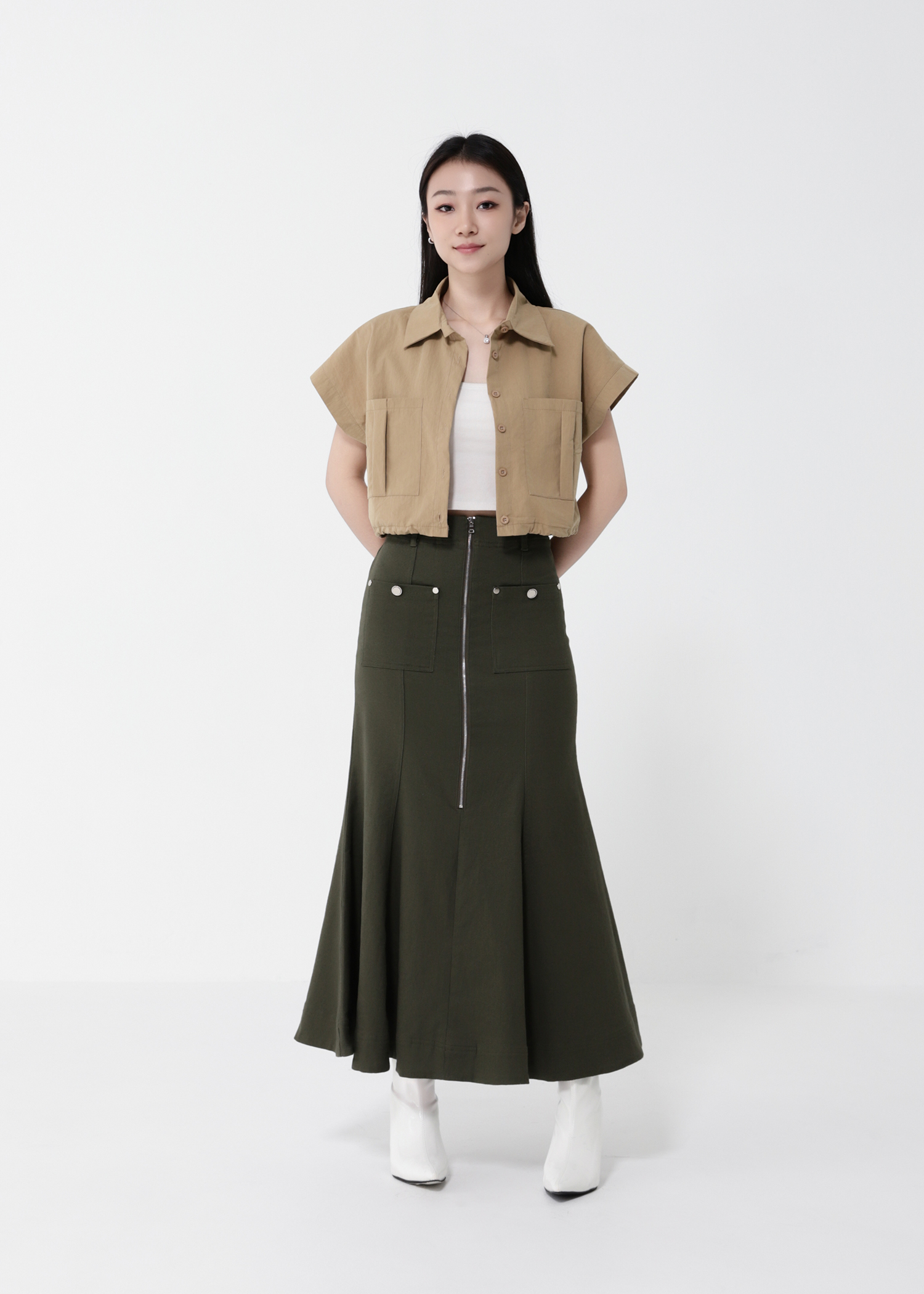 High Waist Front Zip Skirt 40464