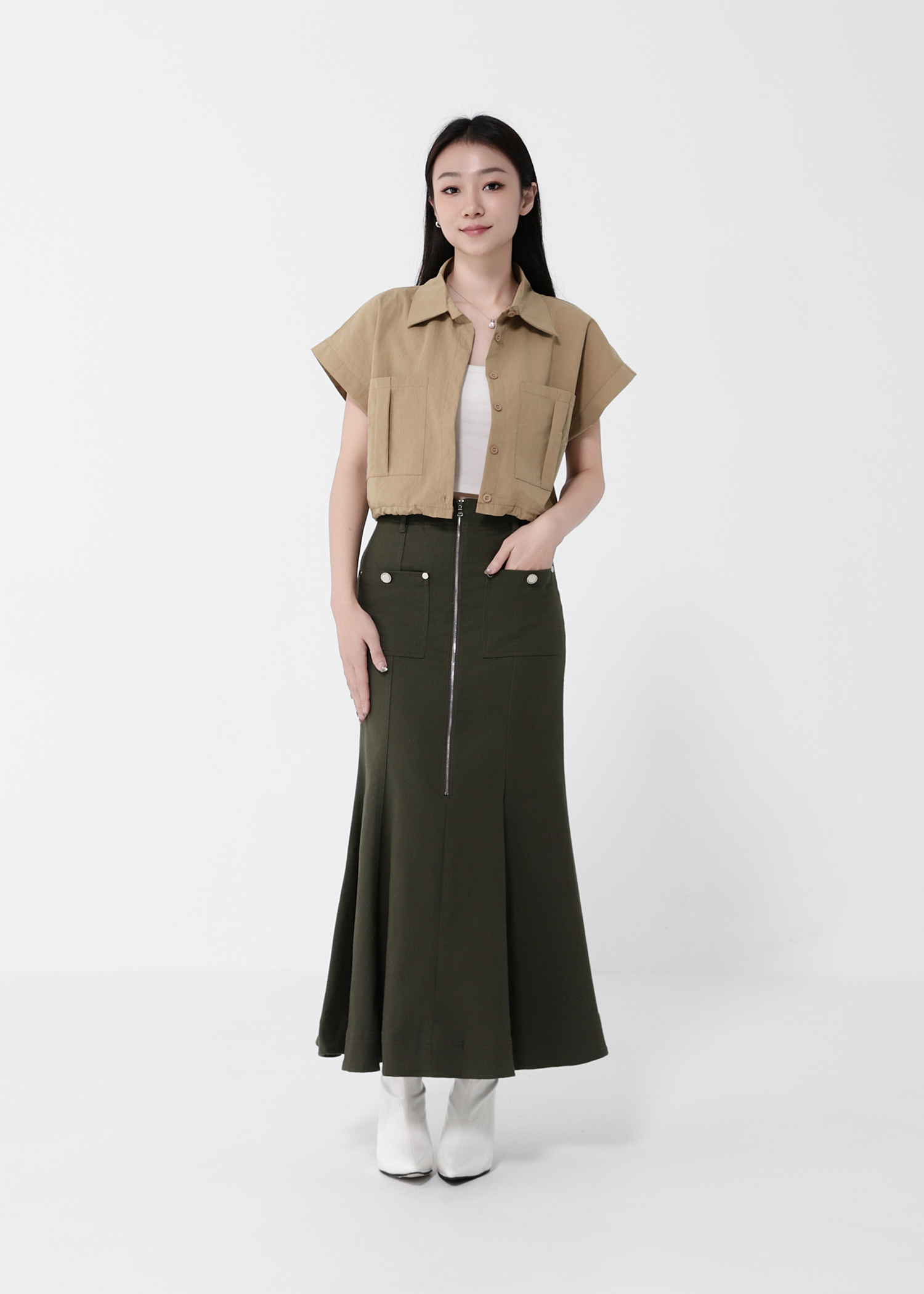 High Waist Front Zip Skirt 40464