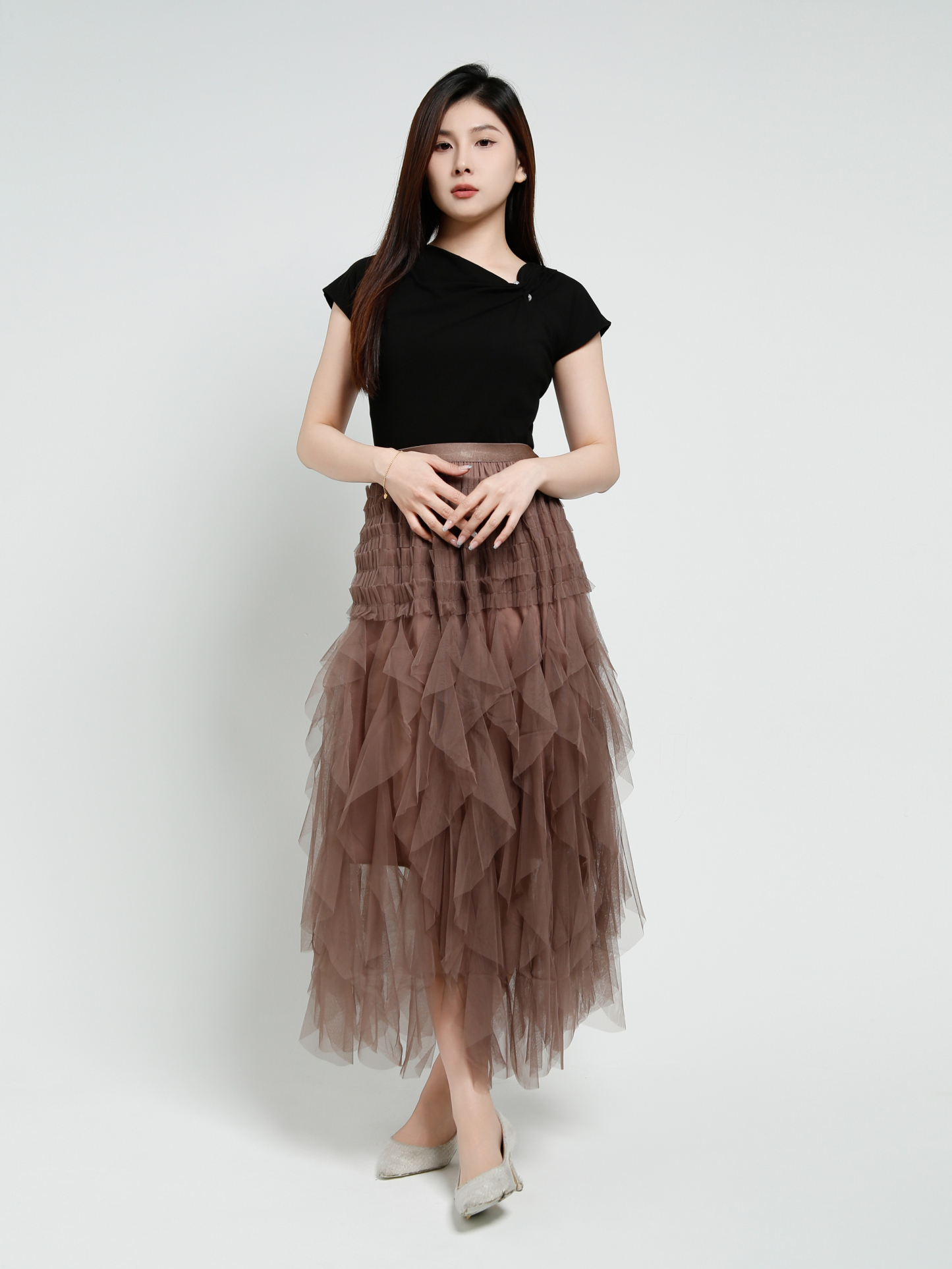 Cotton Front Decorative Pearl Top 40510