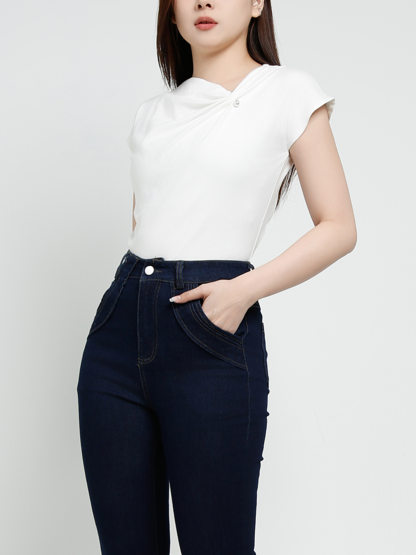 Cotton Front Decorative Pearl Top 40510