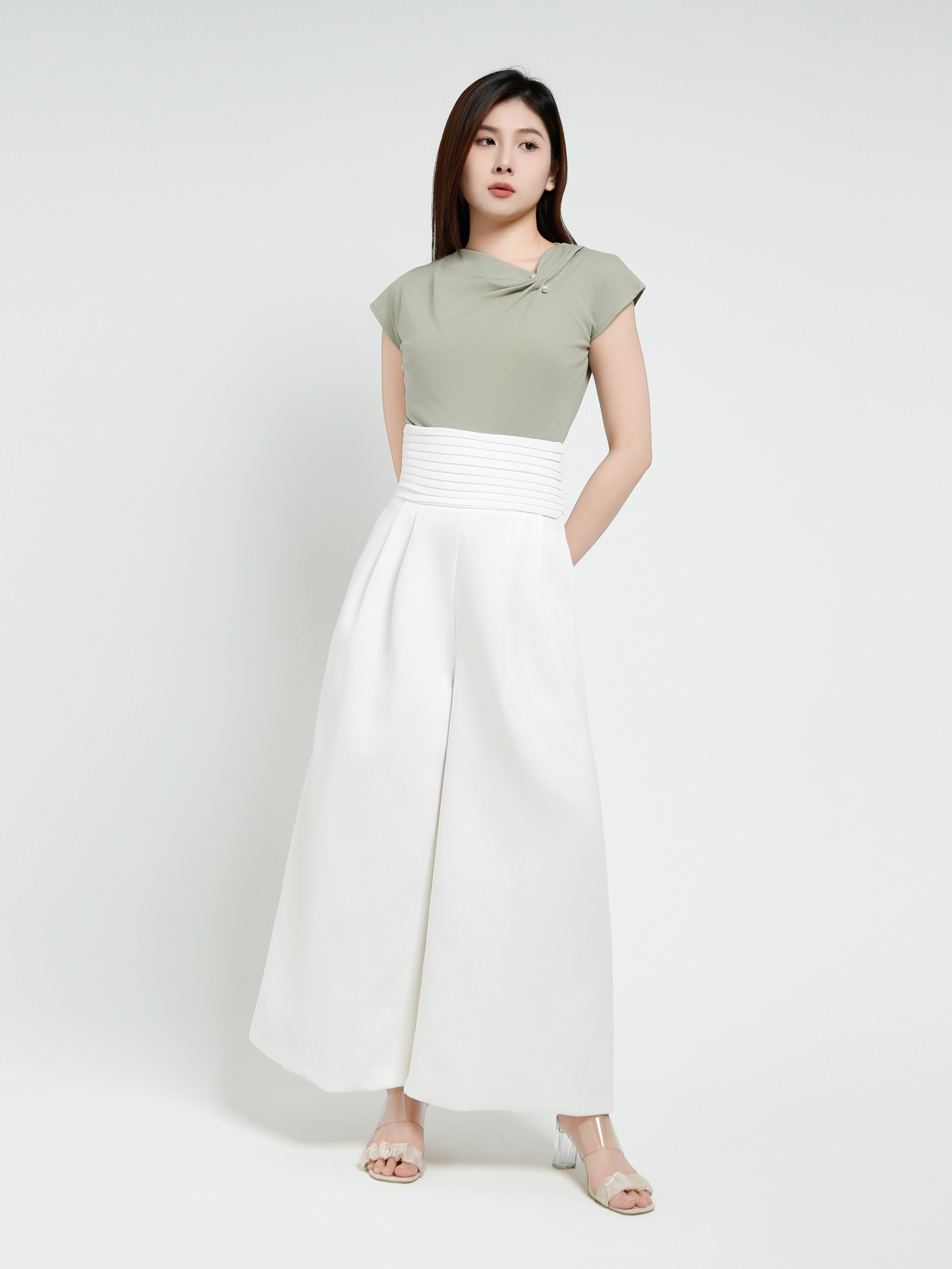 Cotton Front Decorative Pearl Top 40510