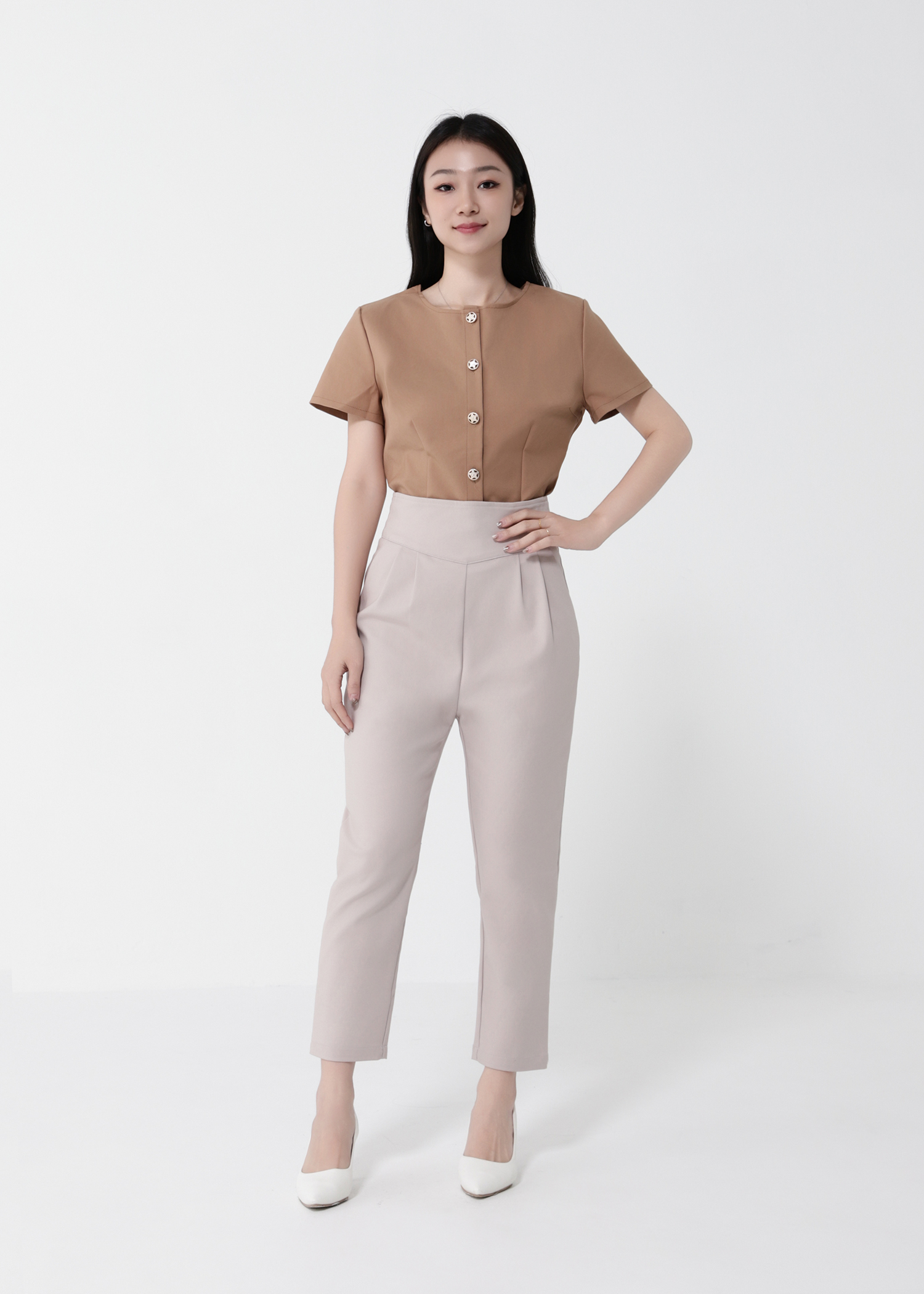 High Waist Back Zip Long Pant 40512