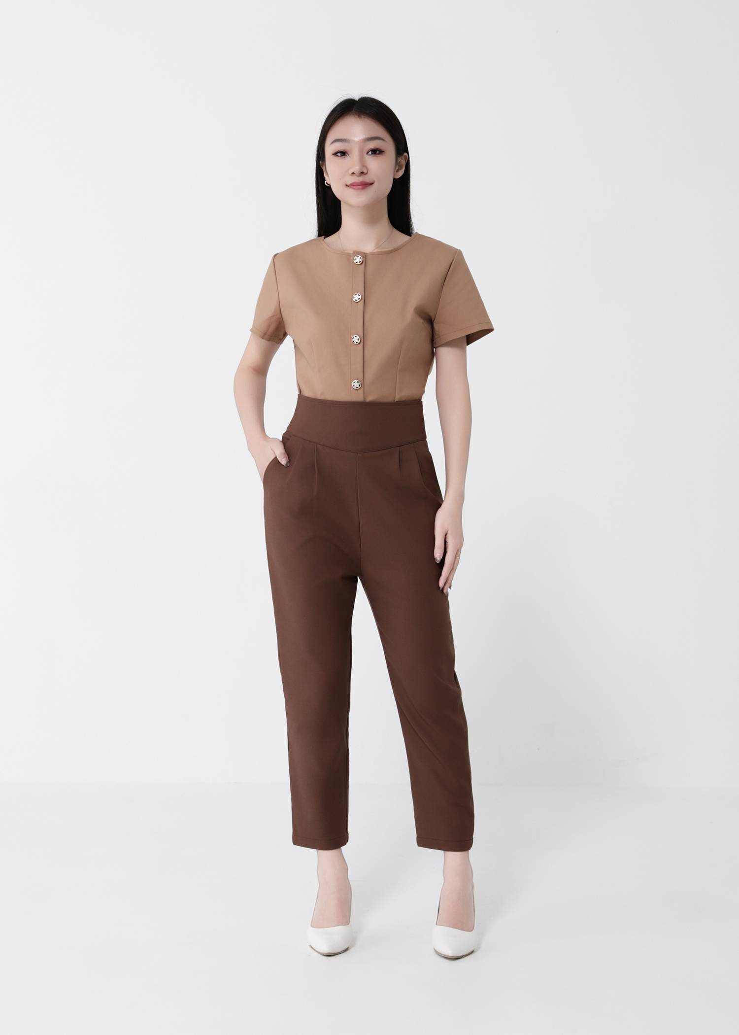 High Waist Back Zip Long Pant 40512