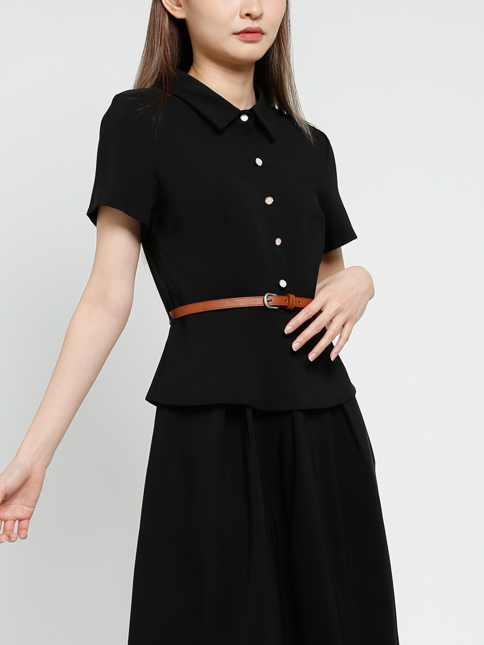 Front Button With Belt Dress 40535