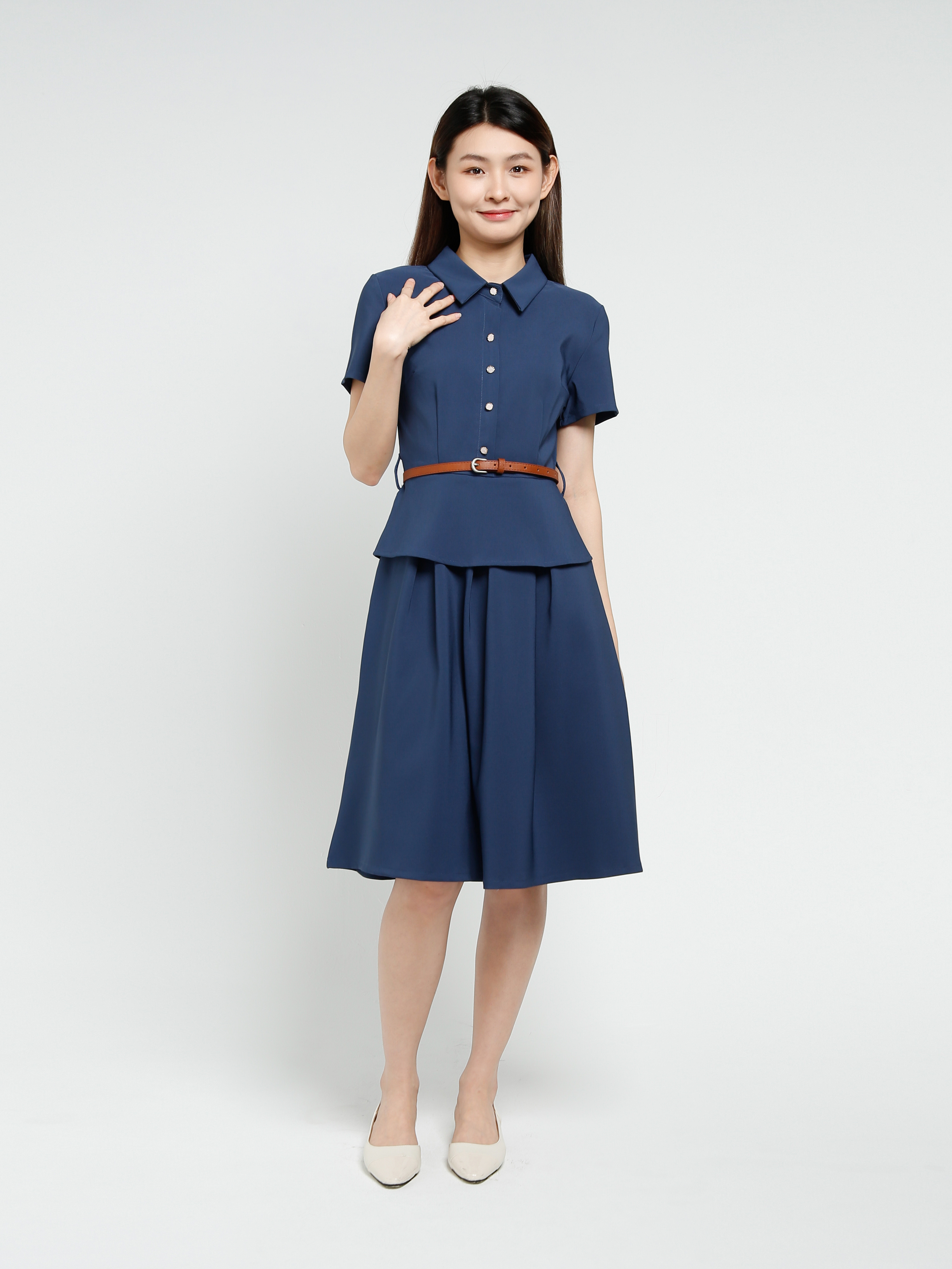 Front Button With Belt Dress 40535