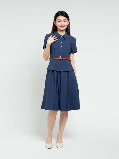 Front Button With Belt Dress 40535