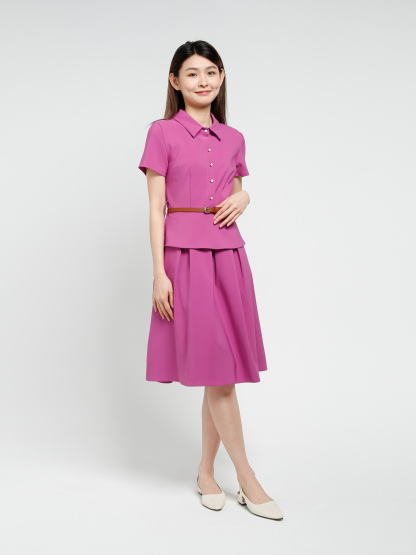 Front Button With Belt Dress 40535