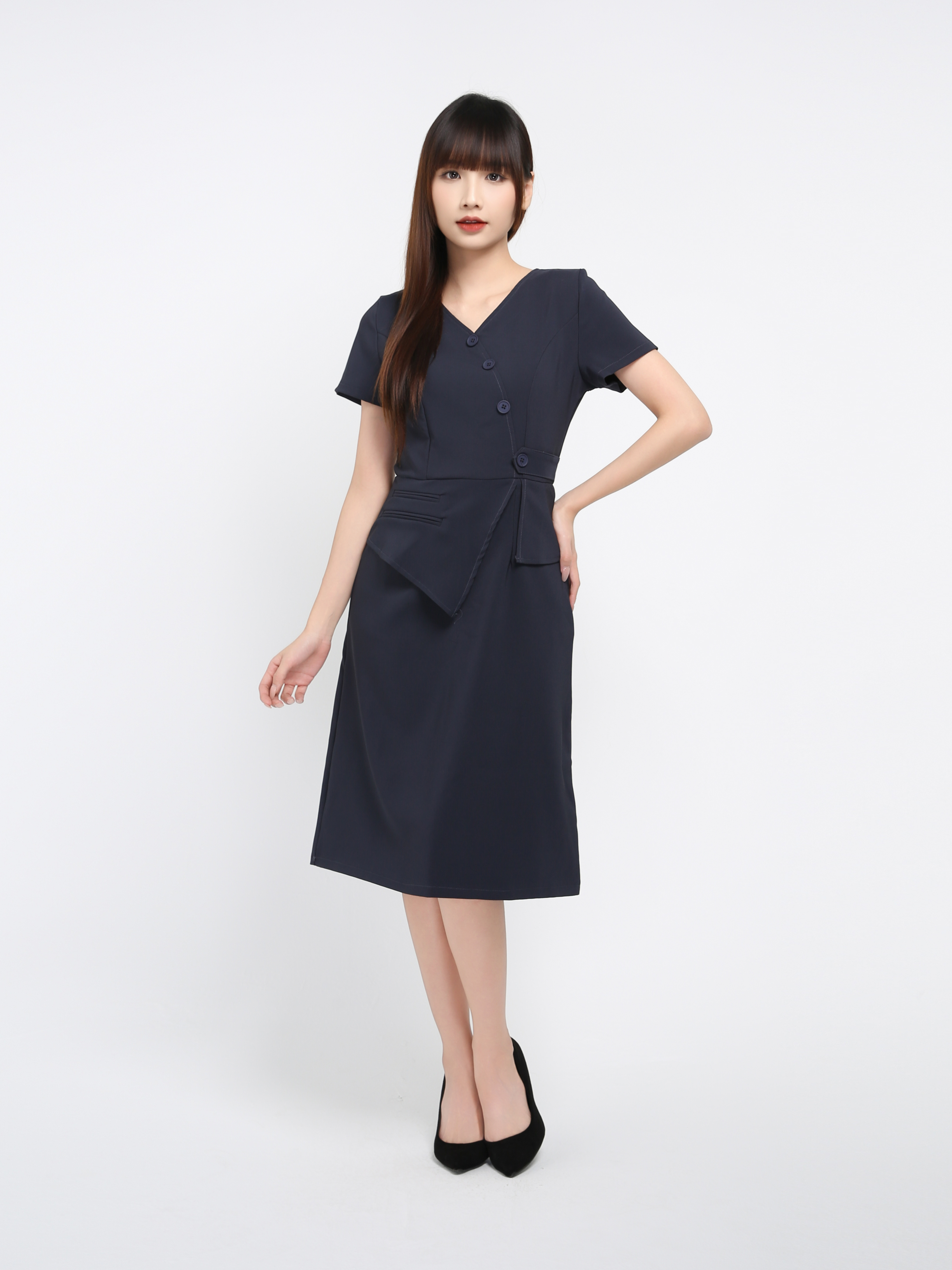 Short Sleeve Back Zip Dress 40537