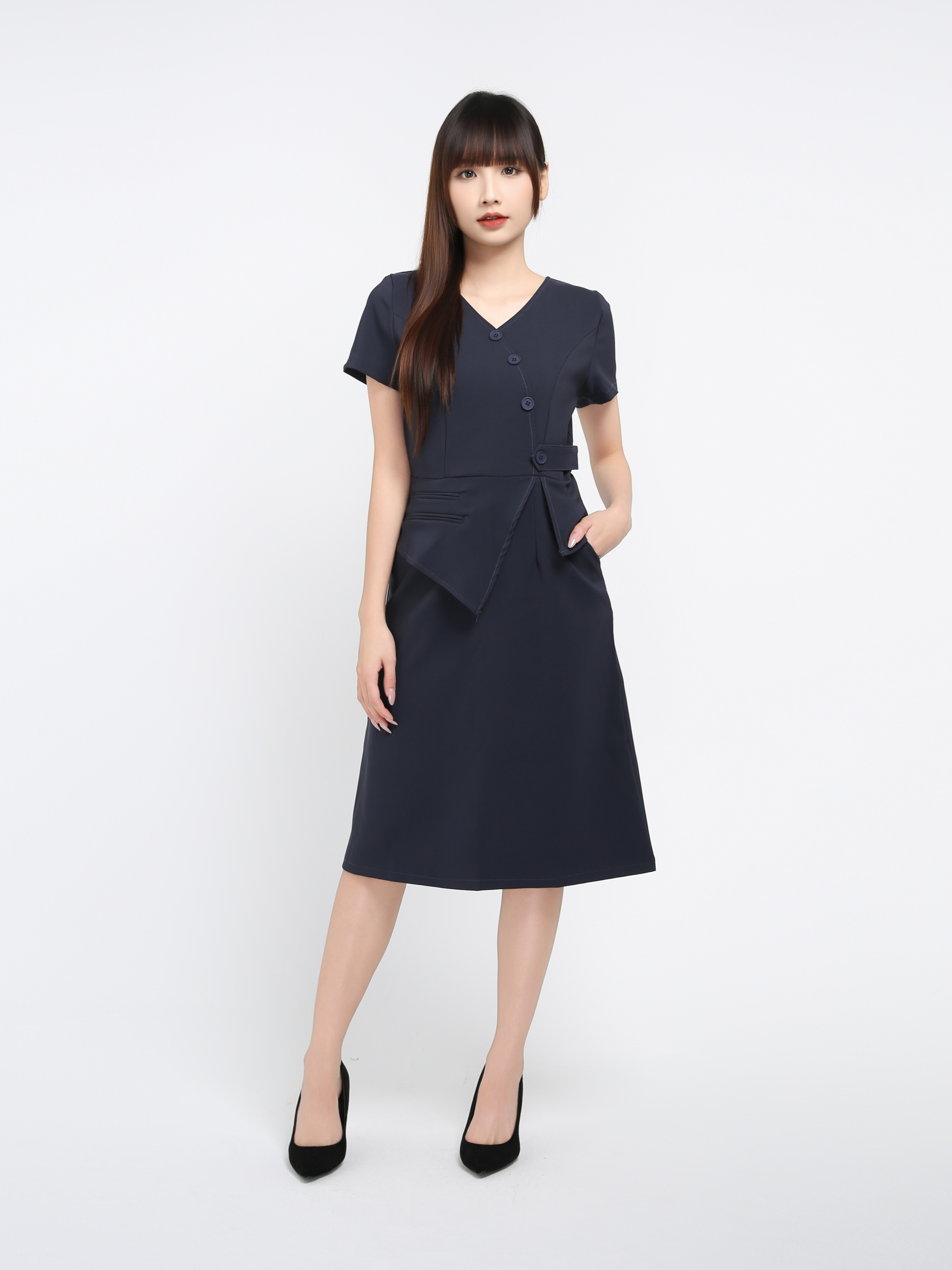 Short Sleeve Back Zip Dress 40537