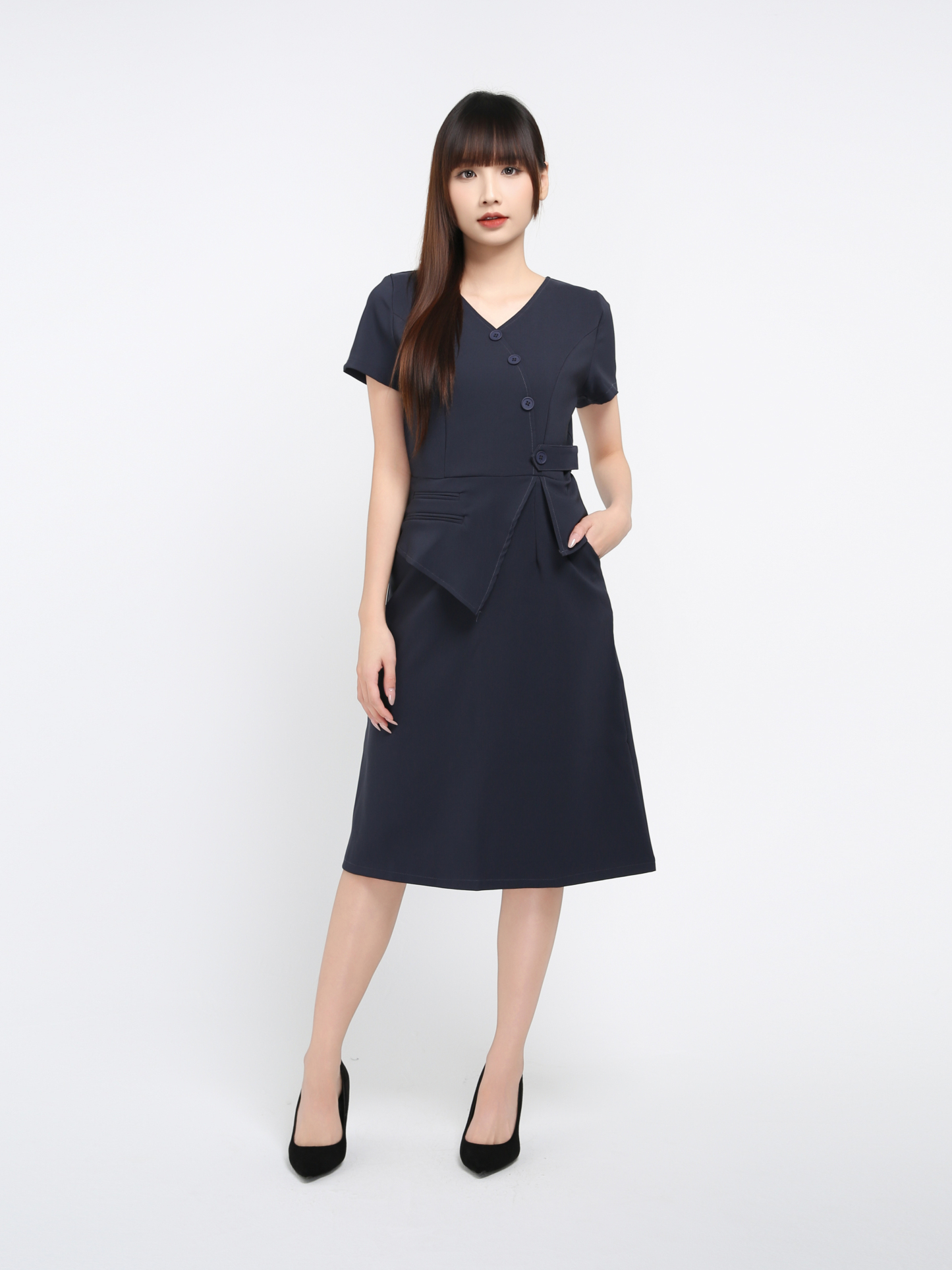 Short Sleeve Back Zip Dress 40537