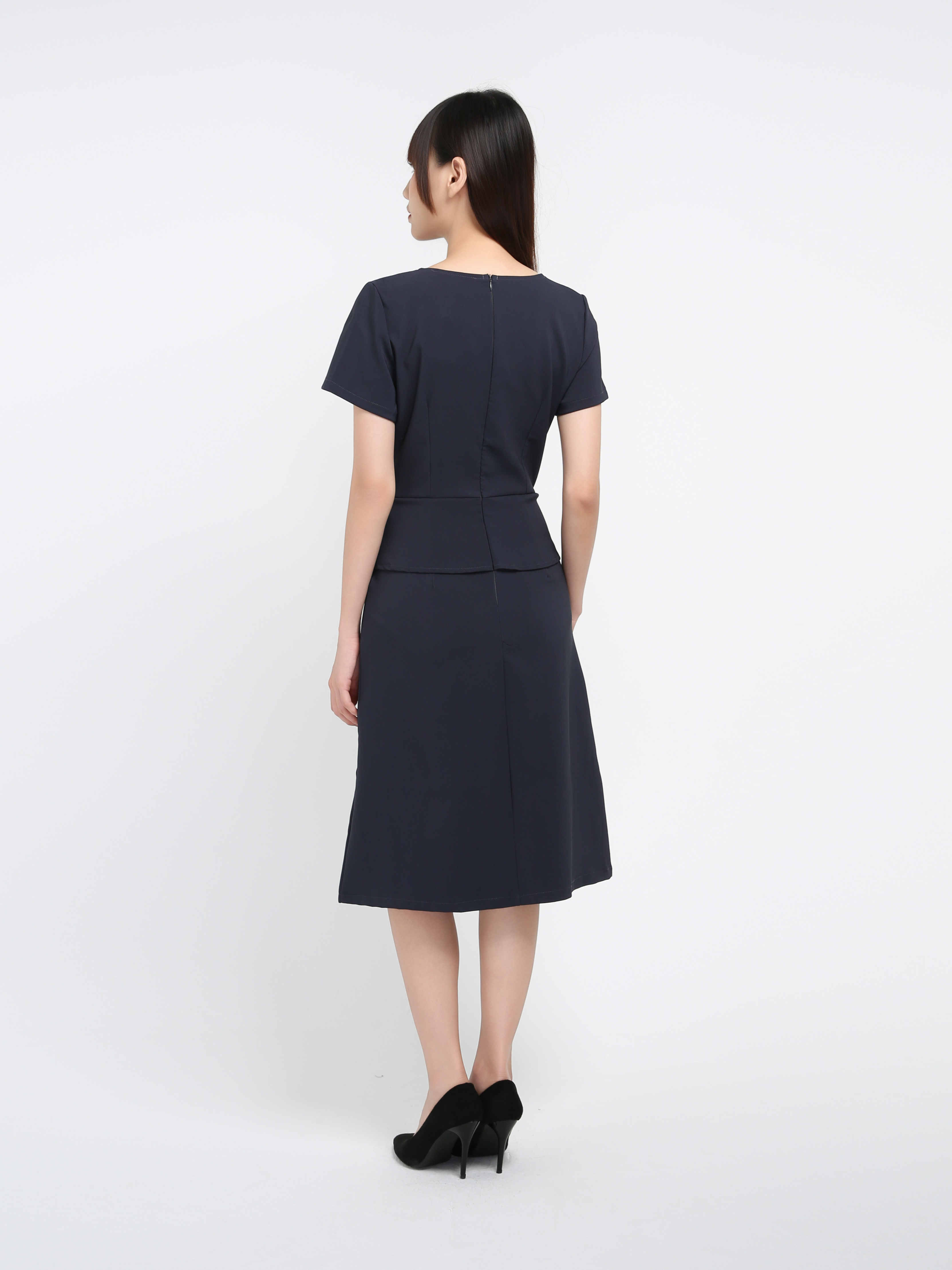 Short Sleeve Back Zip Dress 40537