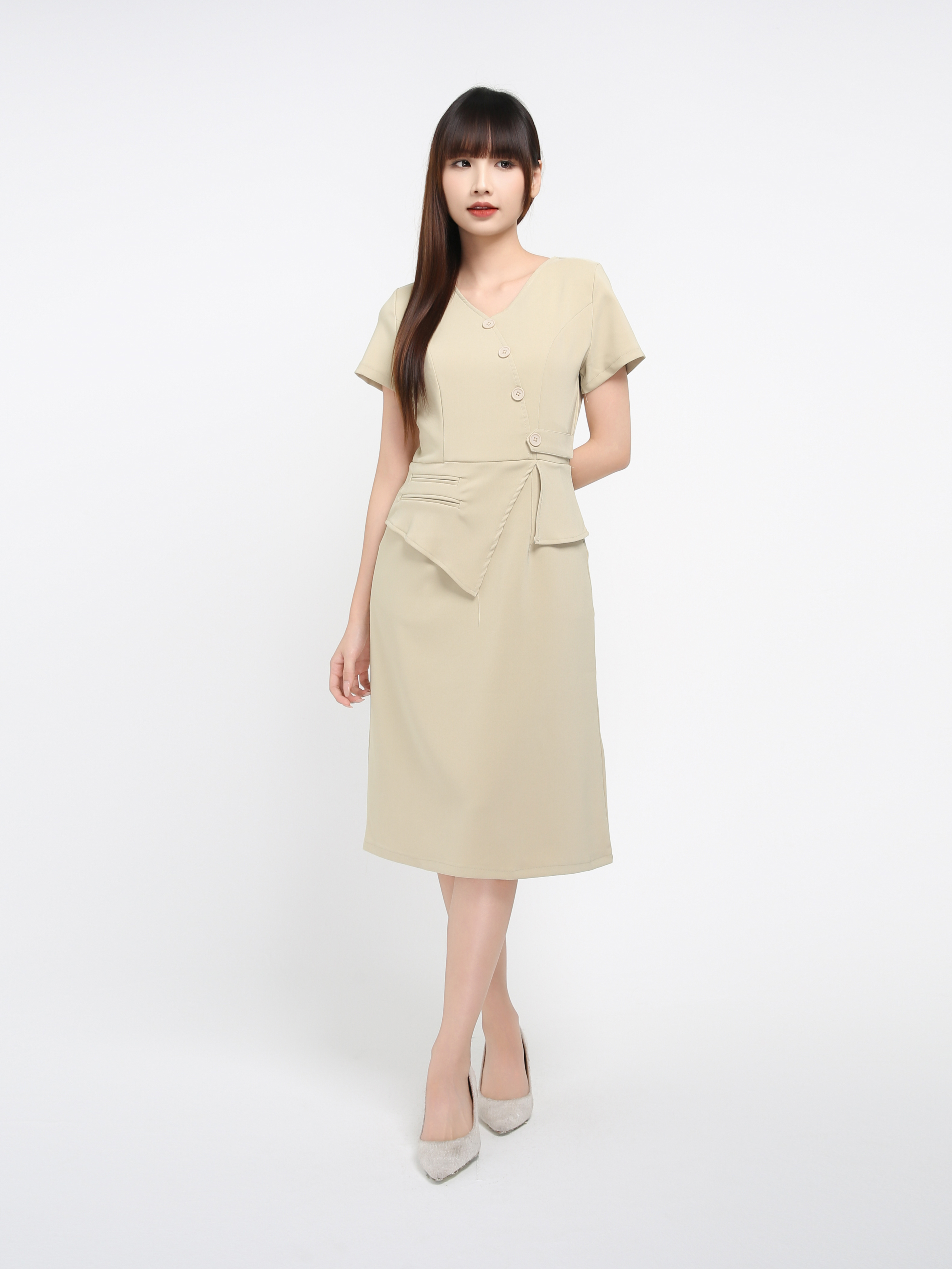 Short Sleeve Back Zip Dress 40537