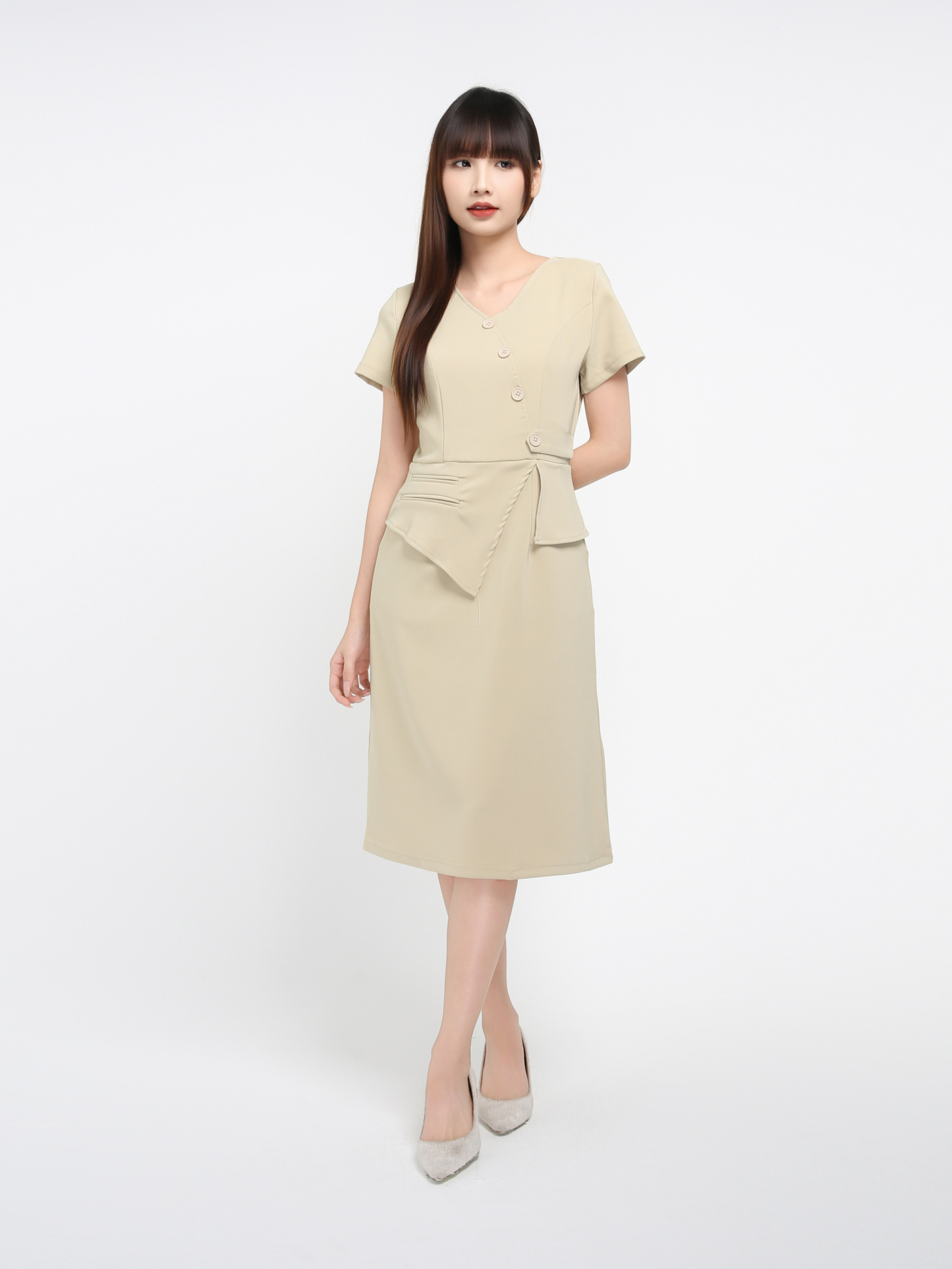 Short Sleeve Back Zip Dress 40537