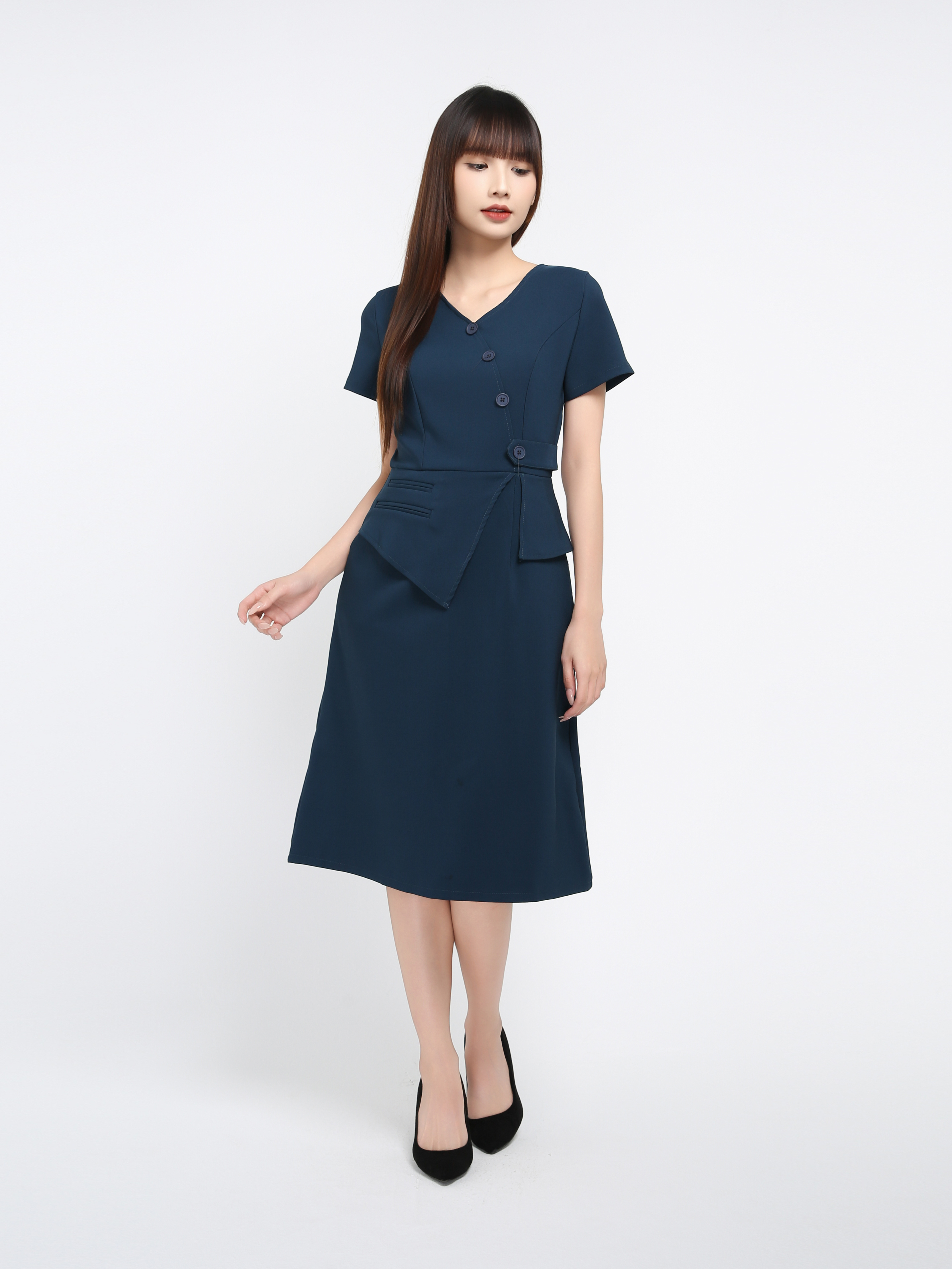 Short Sleeve Back Zip Dress 40537