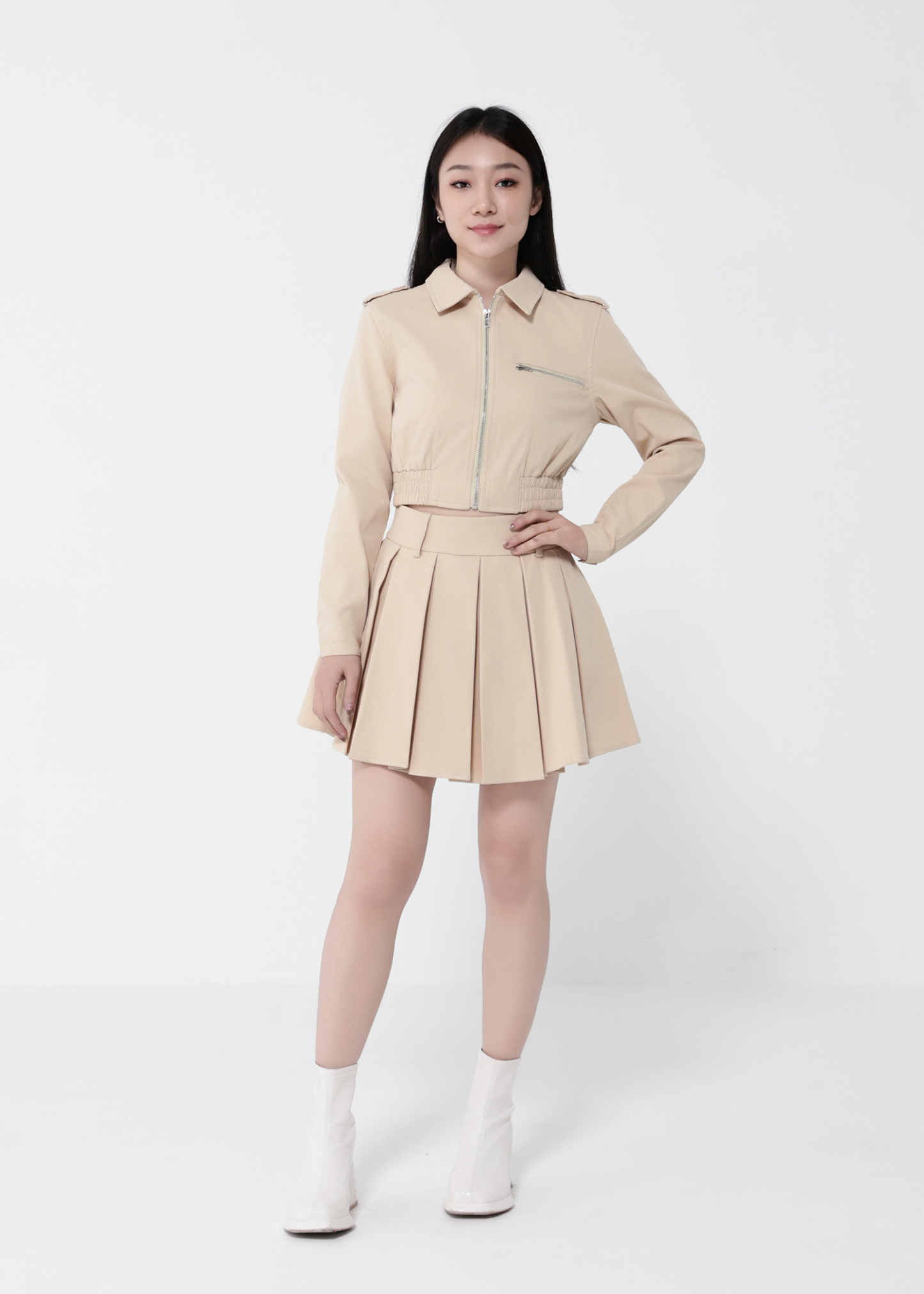 Front Zip Top With A Line Skirt 40577