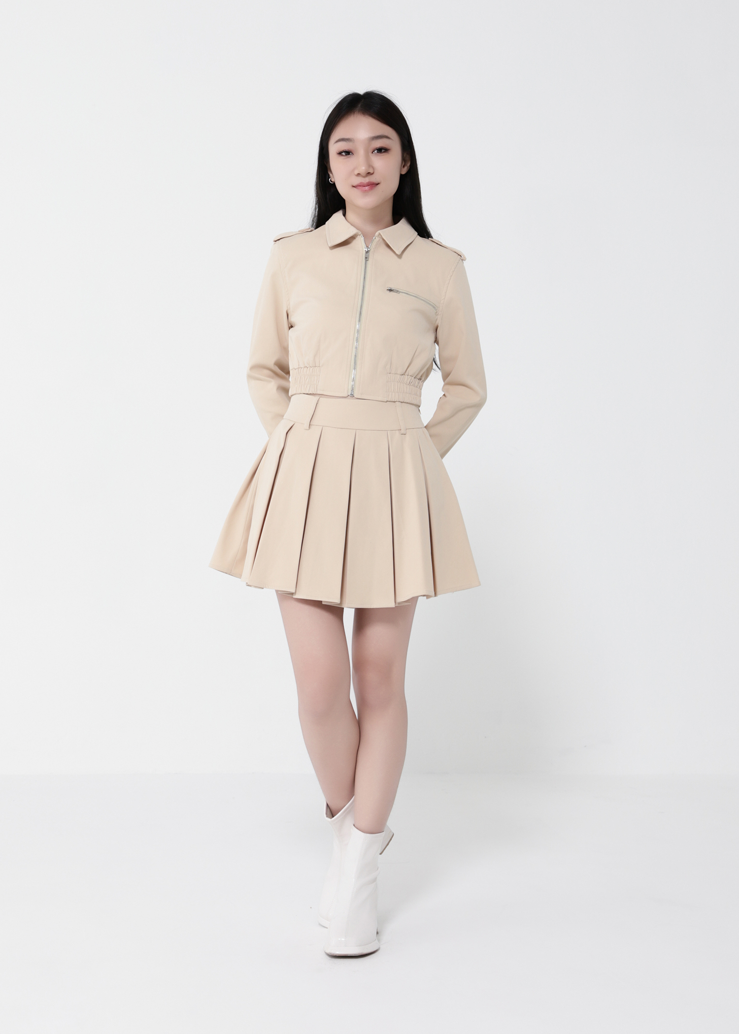 Front Zip Top With A Line Skirt 40577