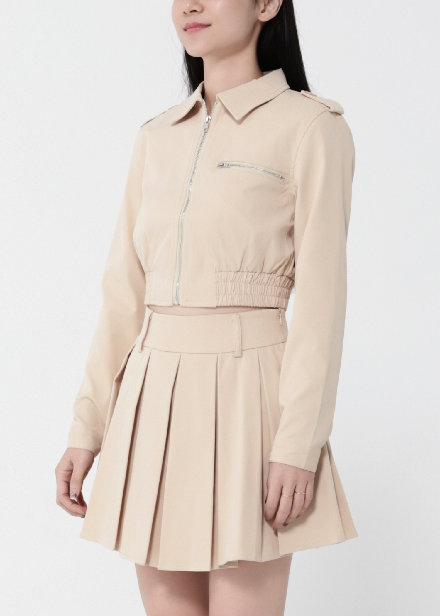 Front Zip Top With A Line Skirt 40577