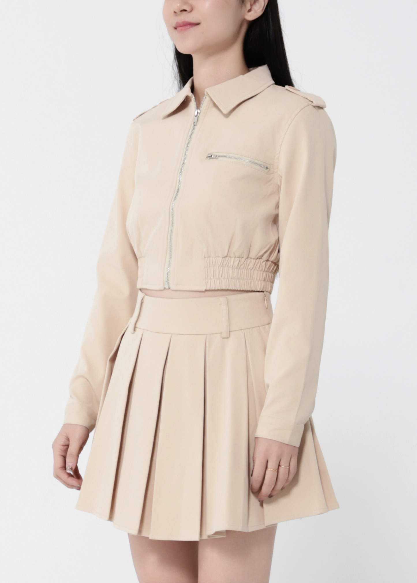 Front Zip Top With A Line Skirt 40577