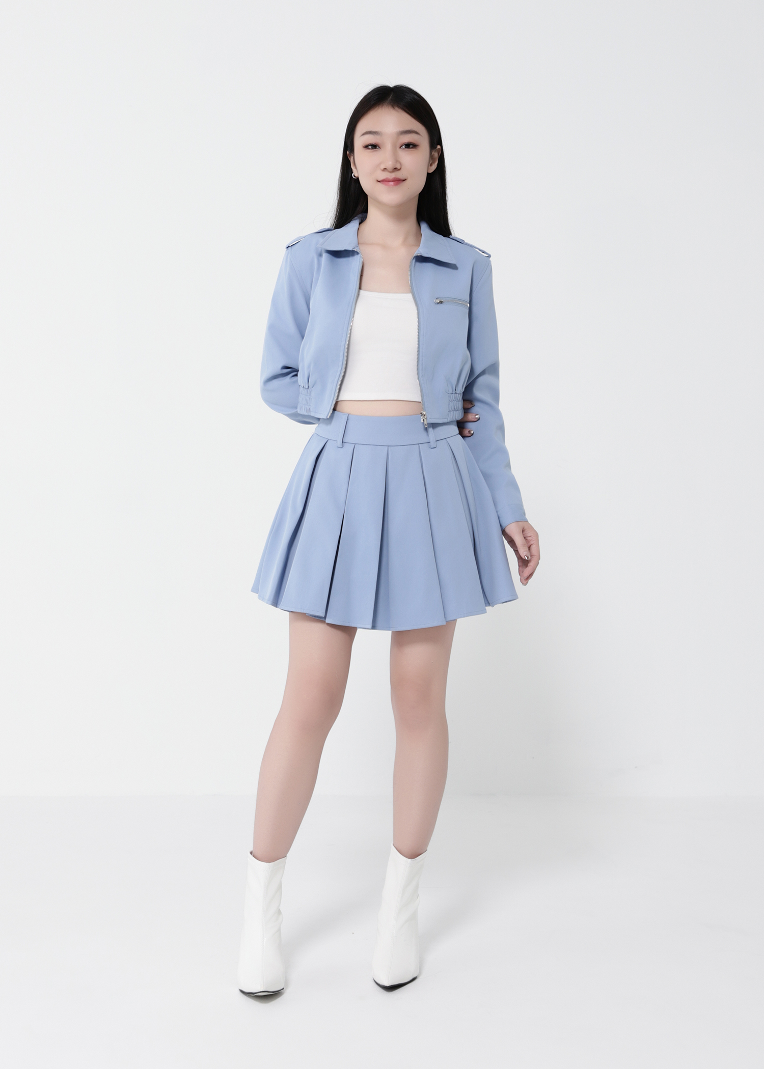 Front Zip Top With A Line Skirt 40577