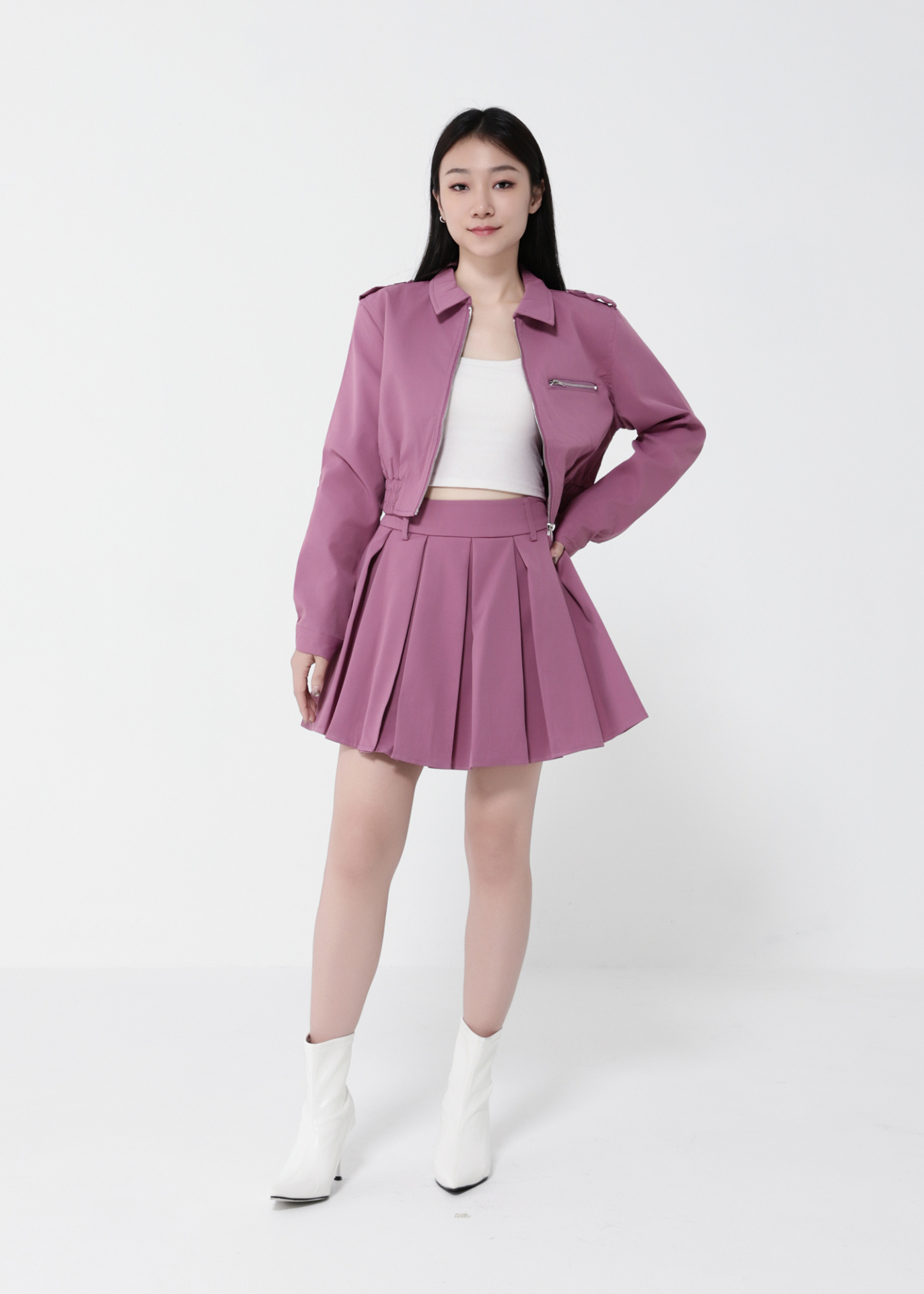 Front Zip Top With A Line Skirt 40577