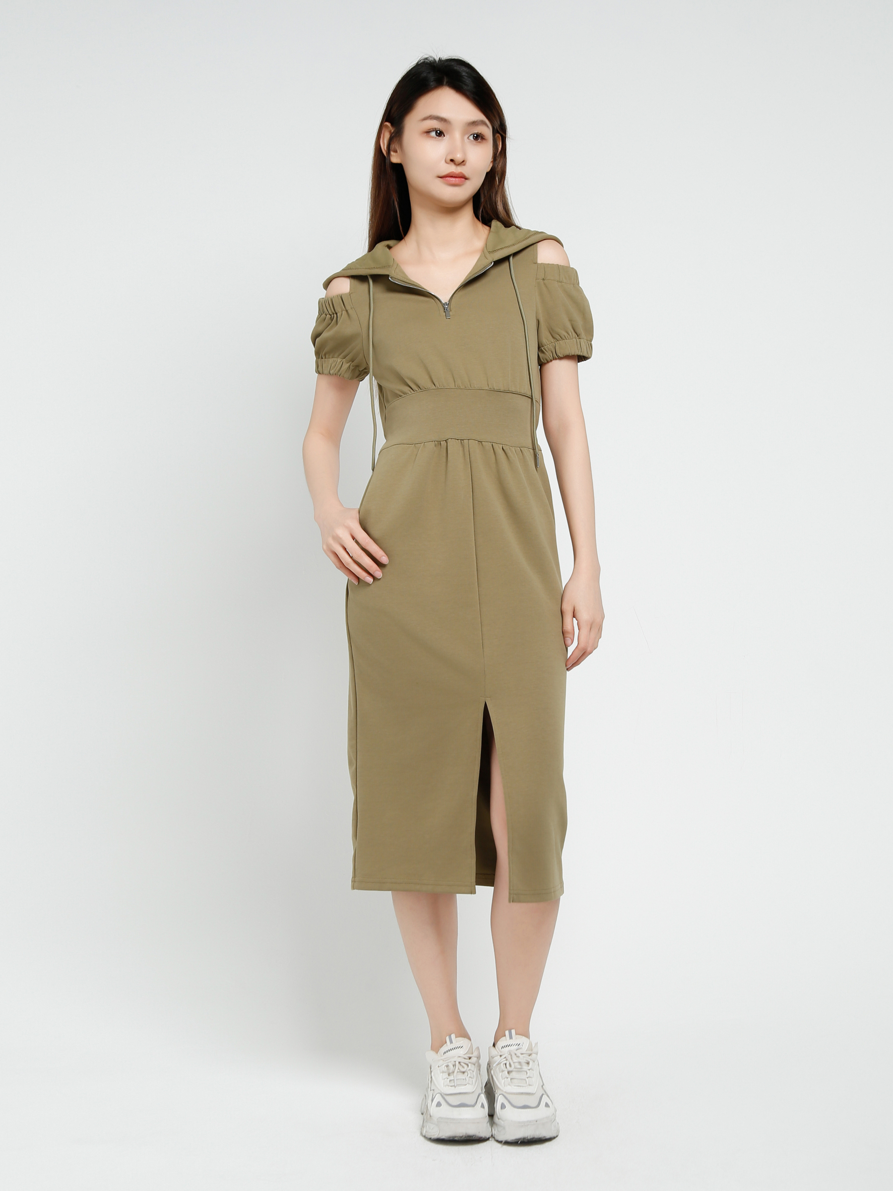 Short Sleeve Front Split Dress 40631