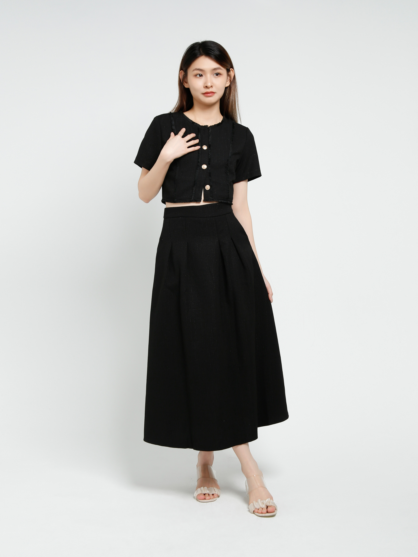 Short Sleeve Top With Long Skirt Set 40643