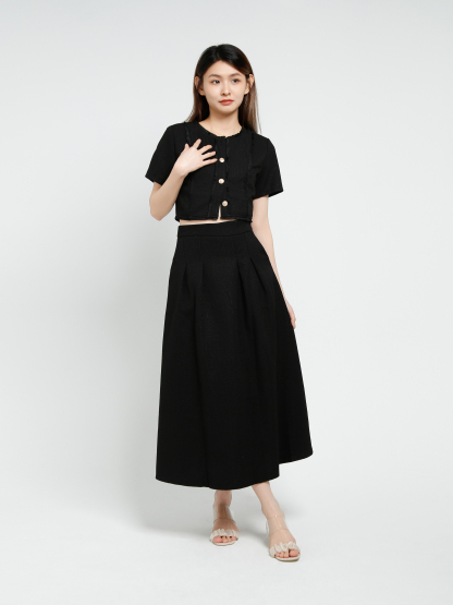 Short Sleeve Top With Long Skirt Set 40643