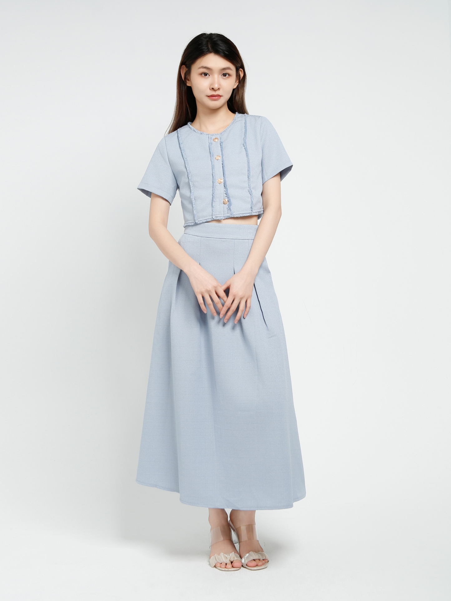 Short Sleeve Top With Long Skirt Set 40643