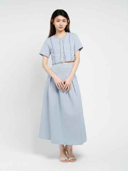 Short Sleeve Top With Long Skirt Set 40643