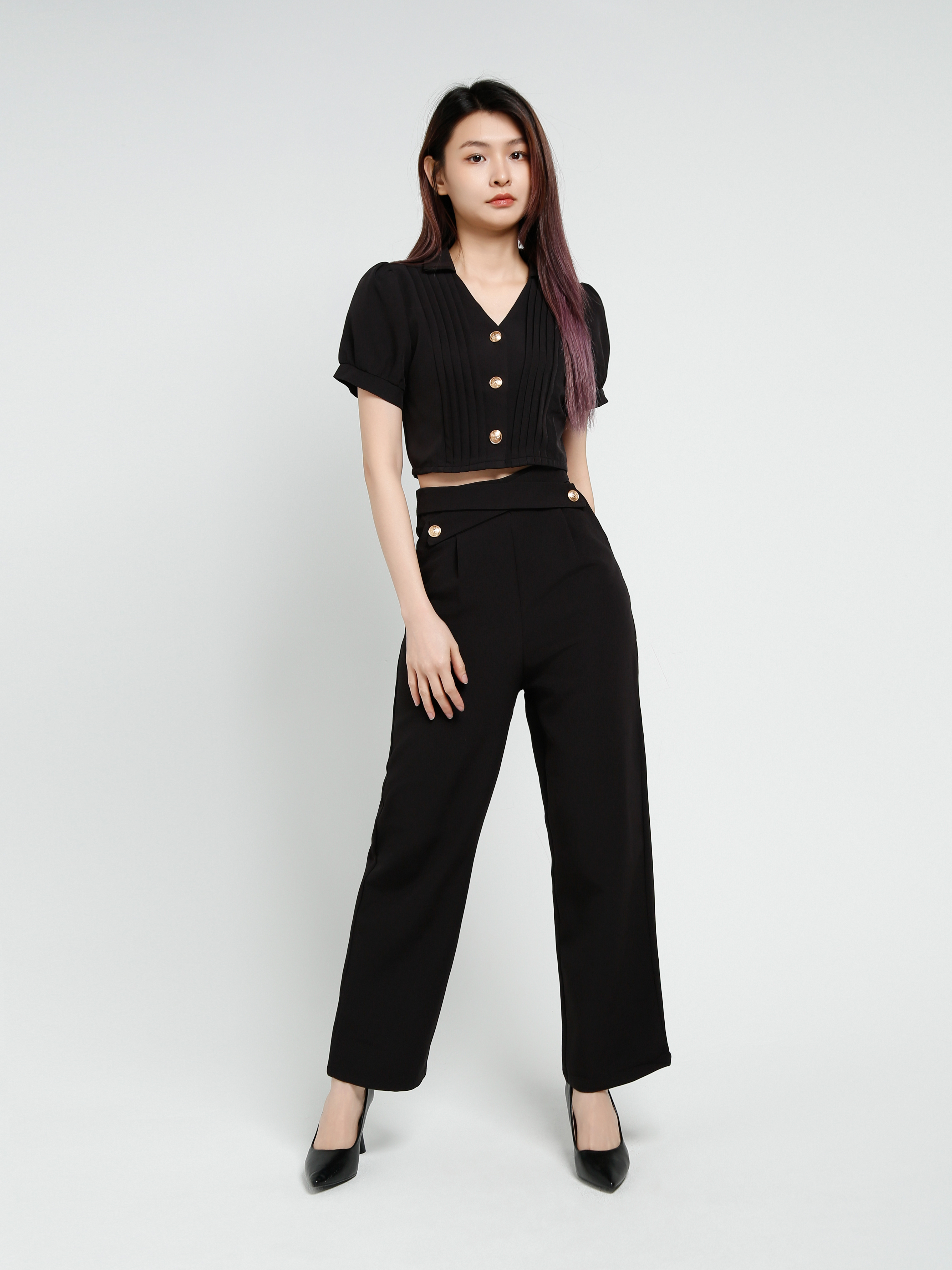 Short Sleeve Top With Long Pant Set 40644