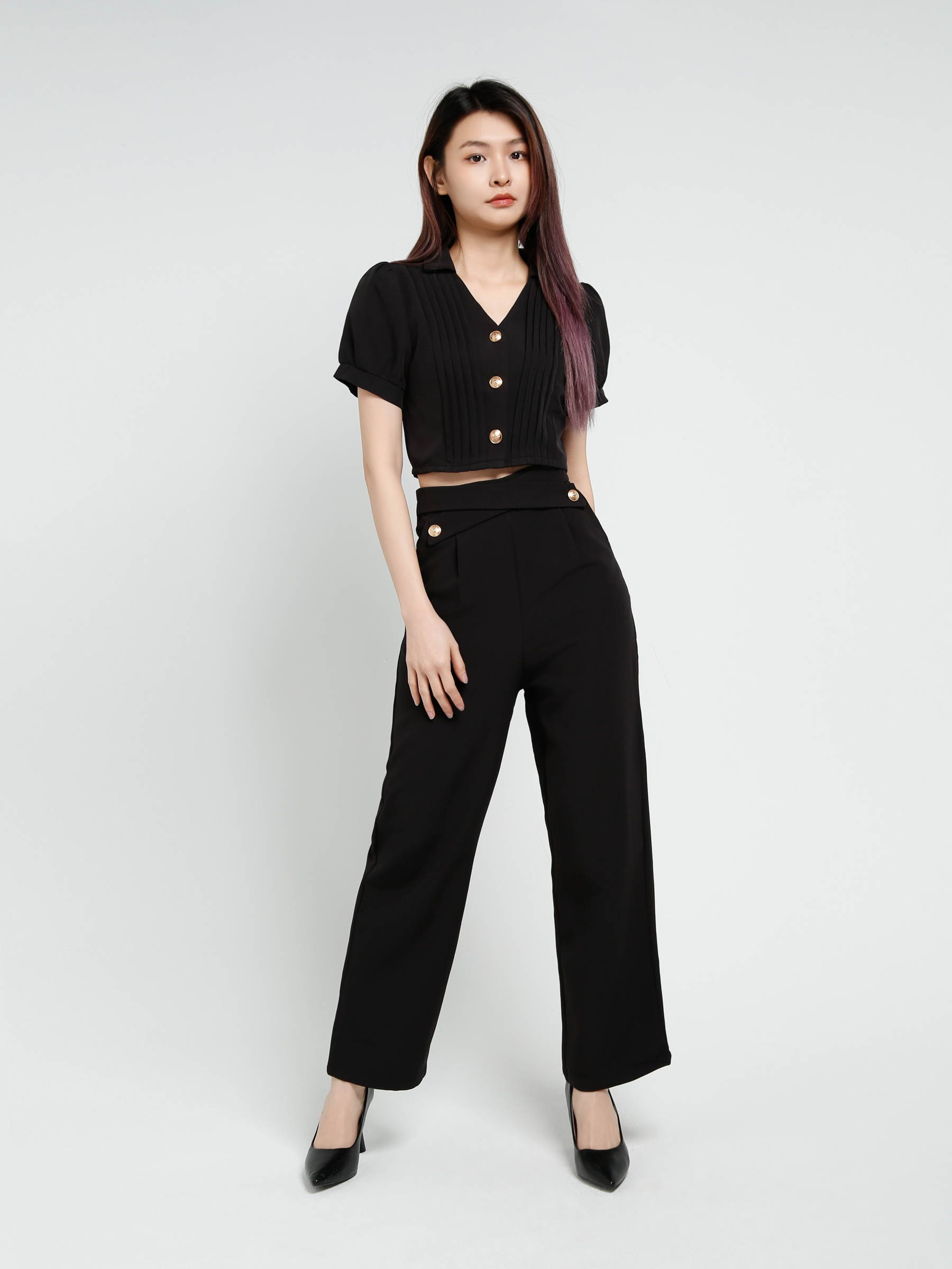Short Sleeve Top With Long Pant Set 40644