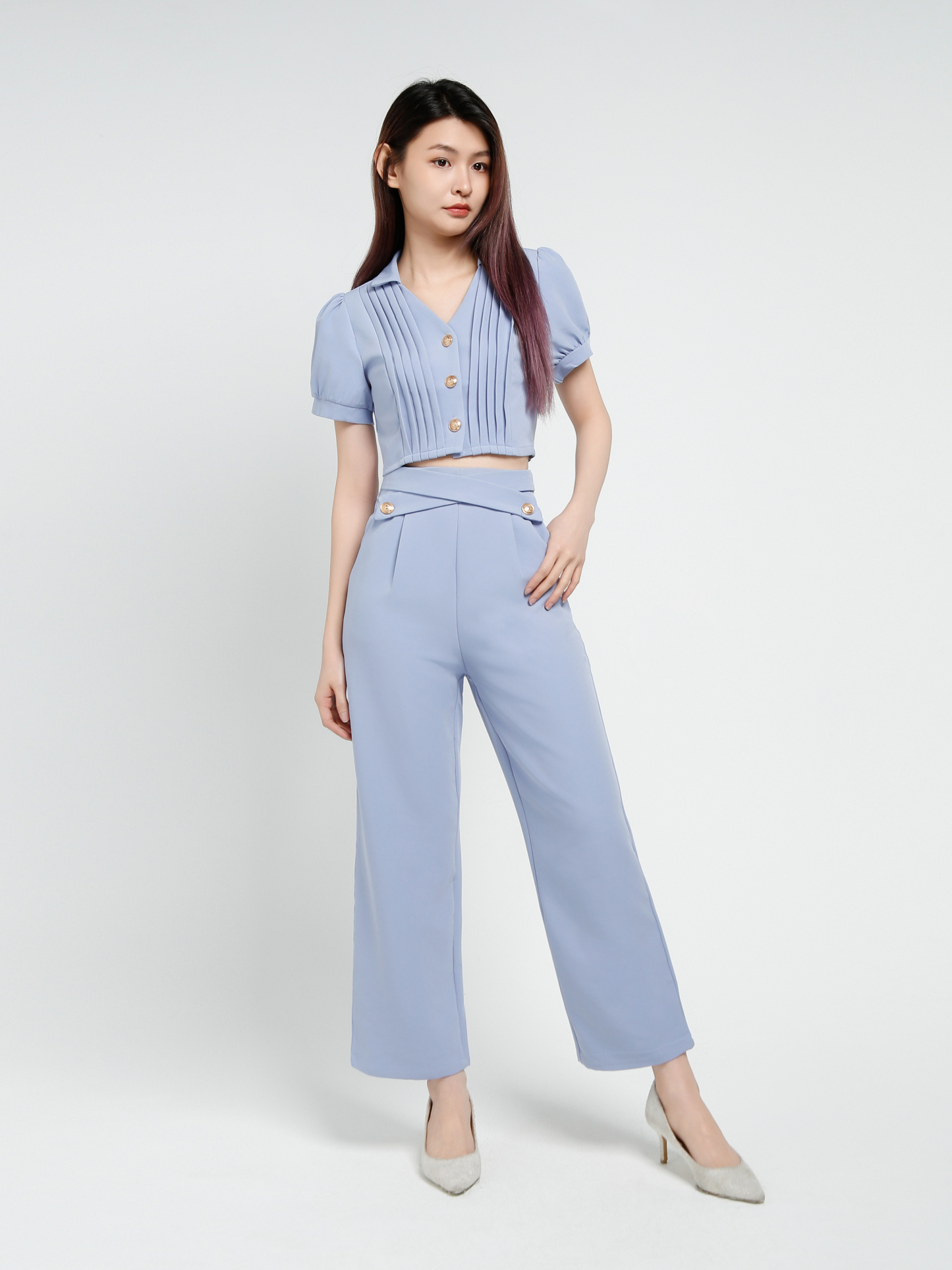Short Sleeve Top With Long Pant Set 40644