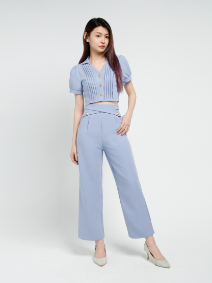Short Sleeve Top With Long Pant Set 40644
