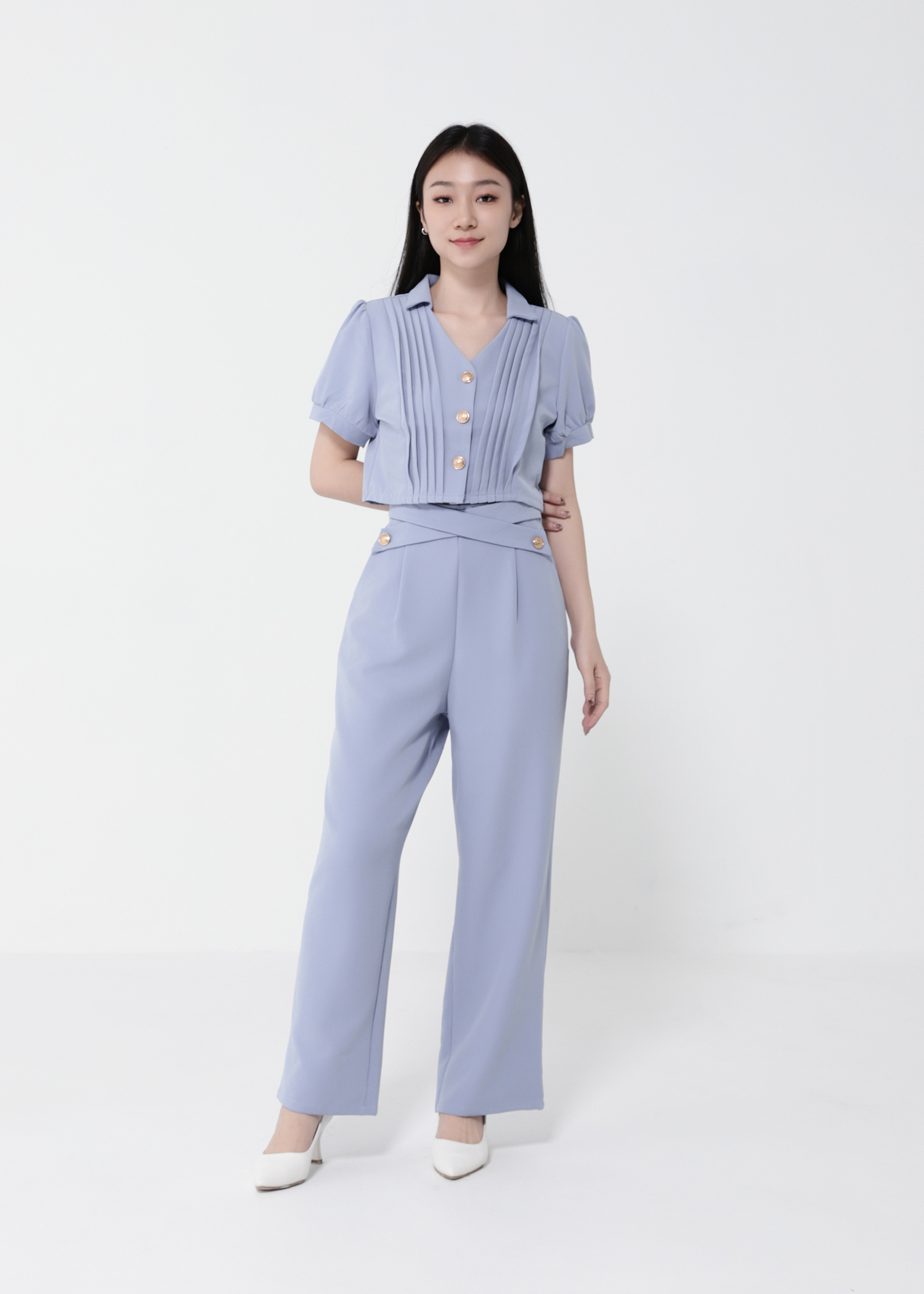 Short Sleeve Top With Long Pant Set 40644