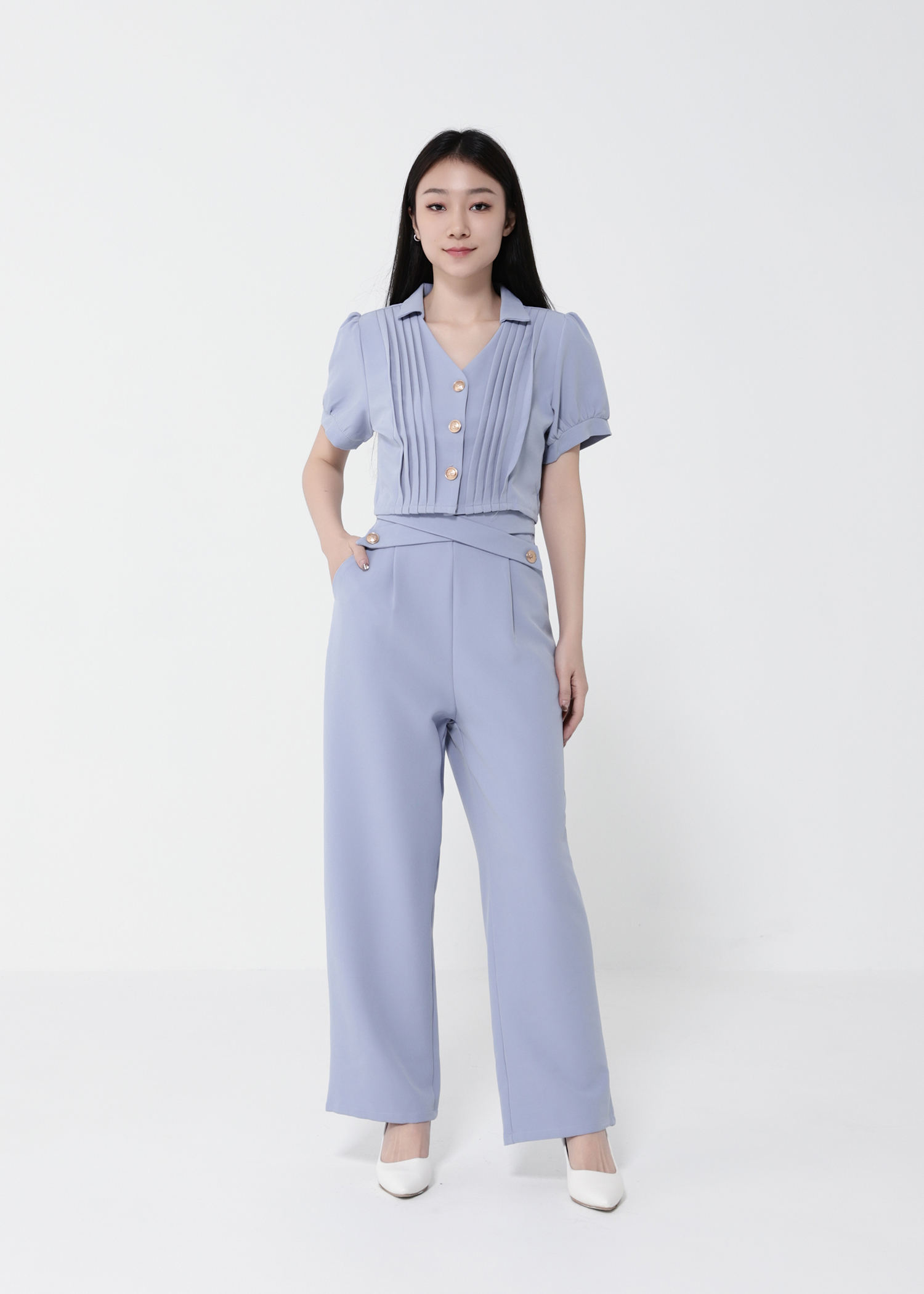 Short Sleeve Top With Long Pant Set 40644