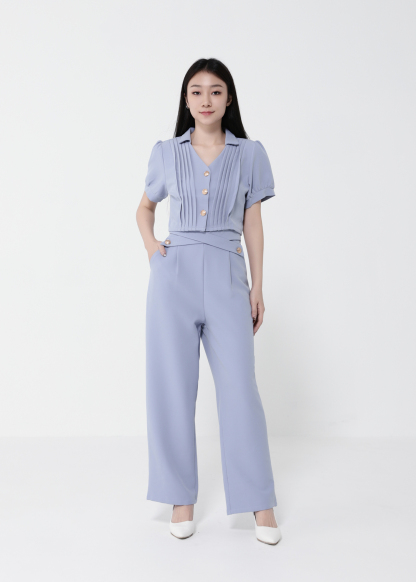 Short Sleeve Top With Long Pant Set 40644