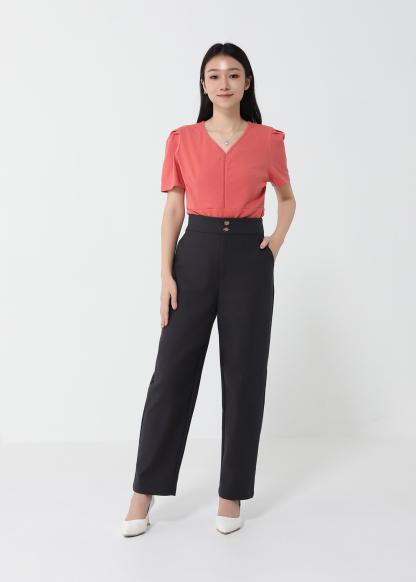 Short Sleeve V Neck Top 40646