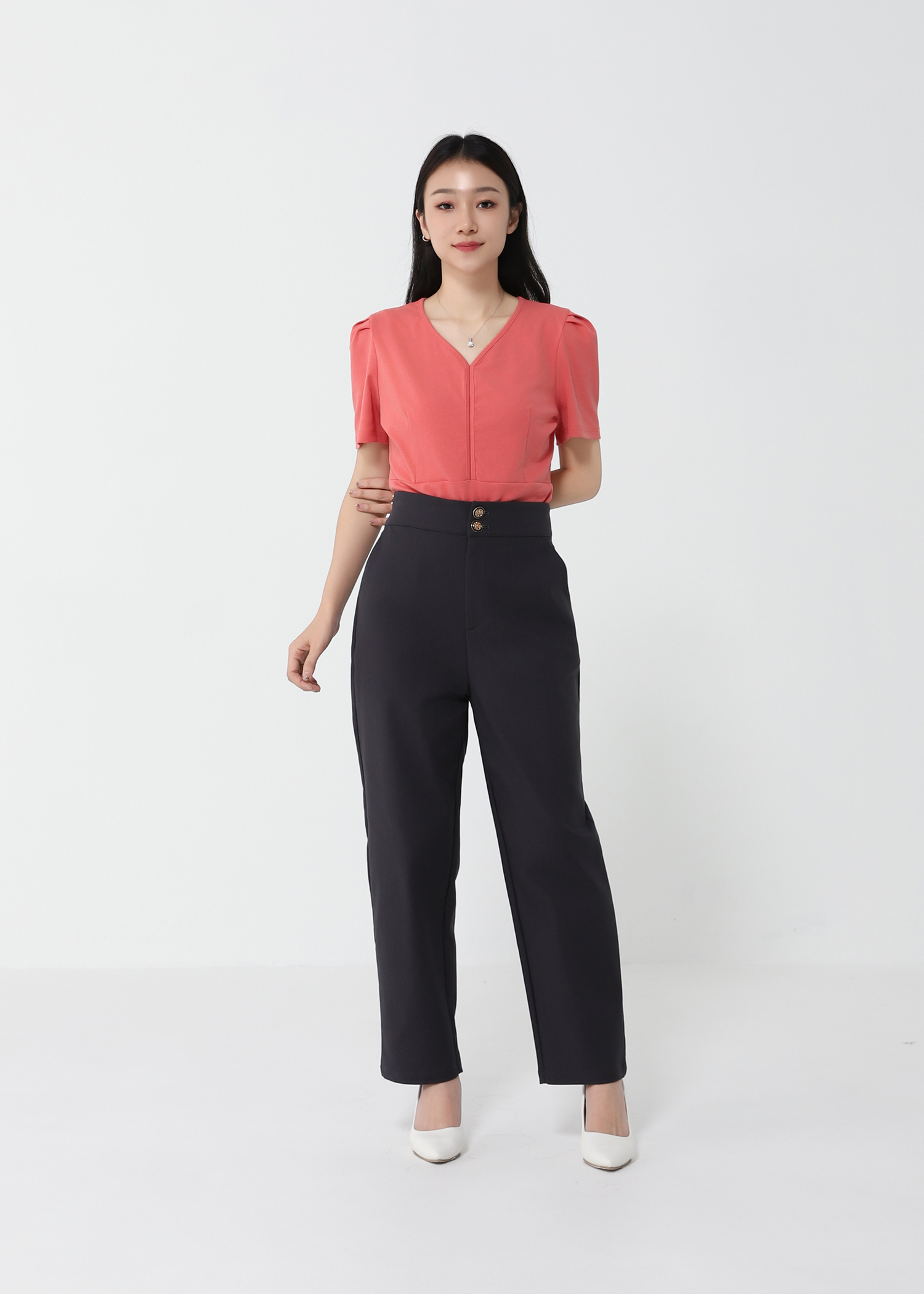 Short Sleeve V Neck Top 40646