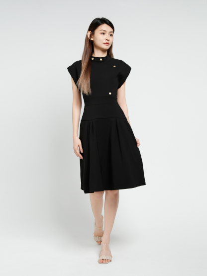 Sleeveless Side Pocket Pleated Dress 40661