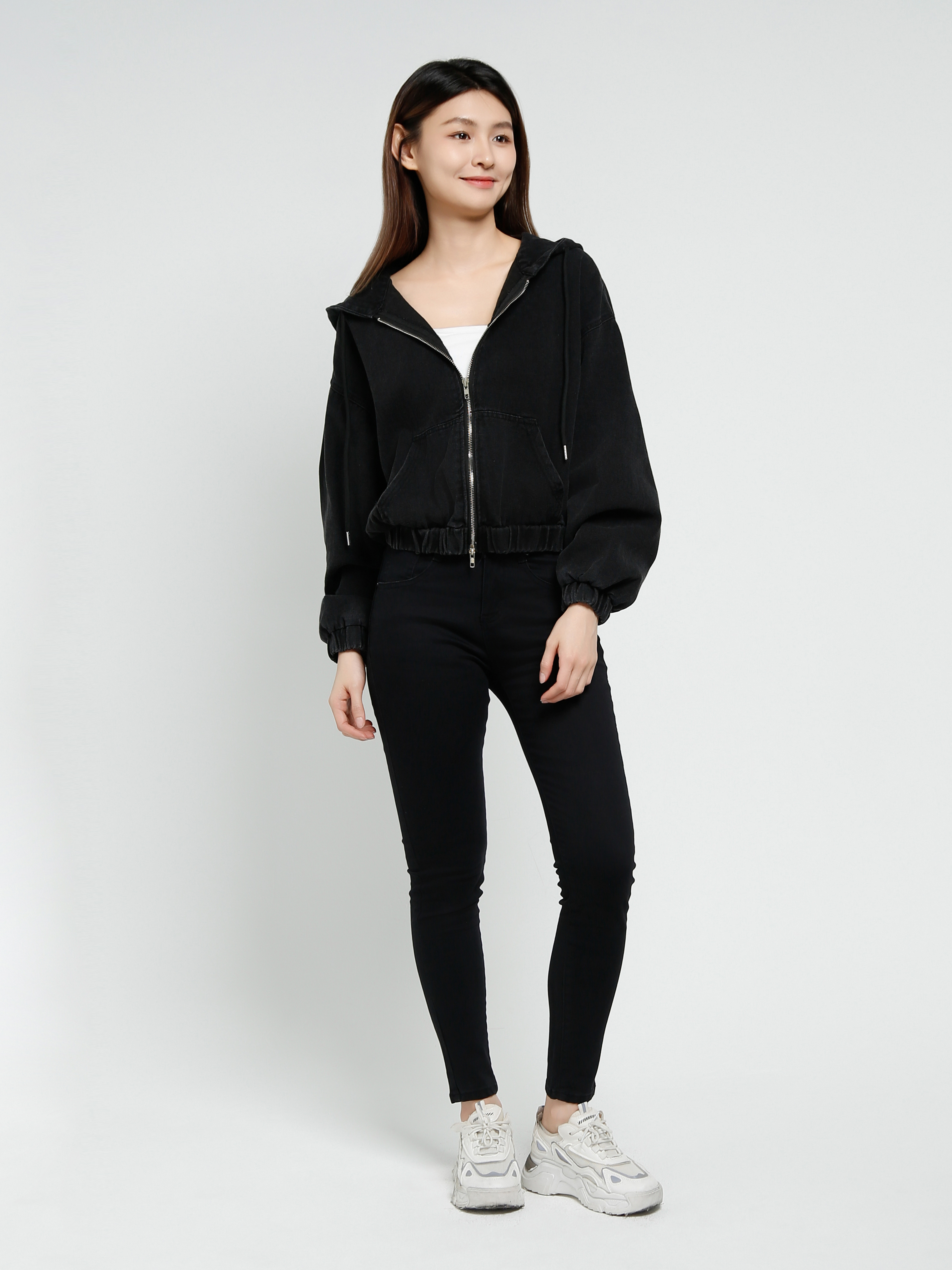 Denim Long Sleeve Front Zip Jacket 40683