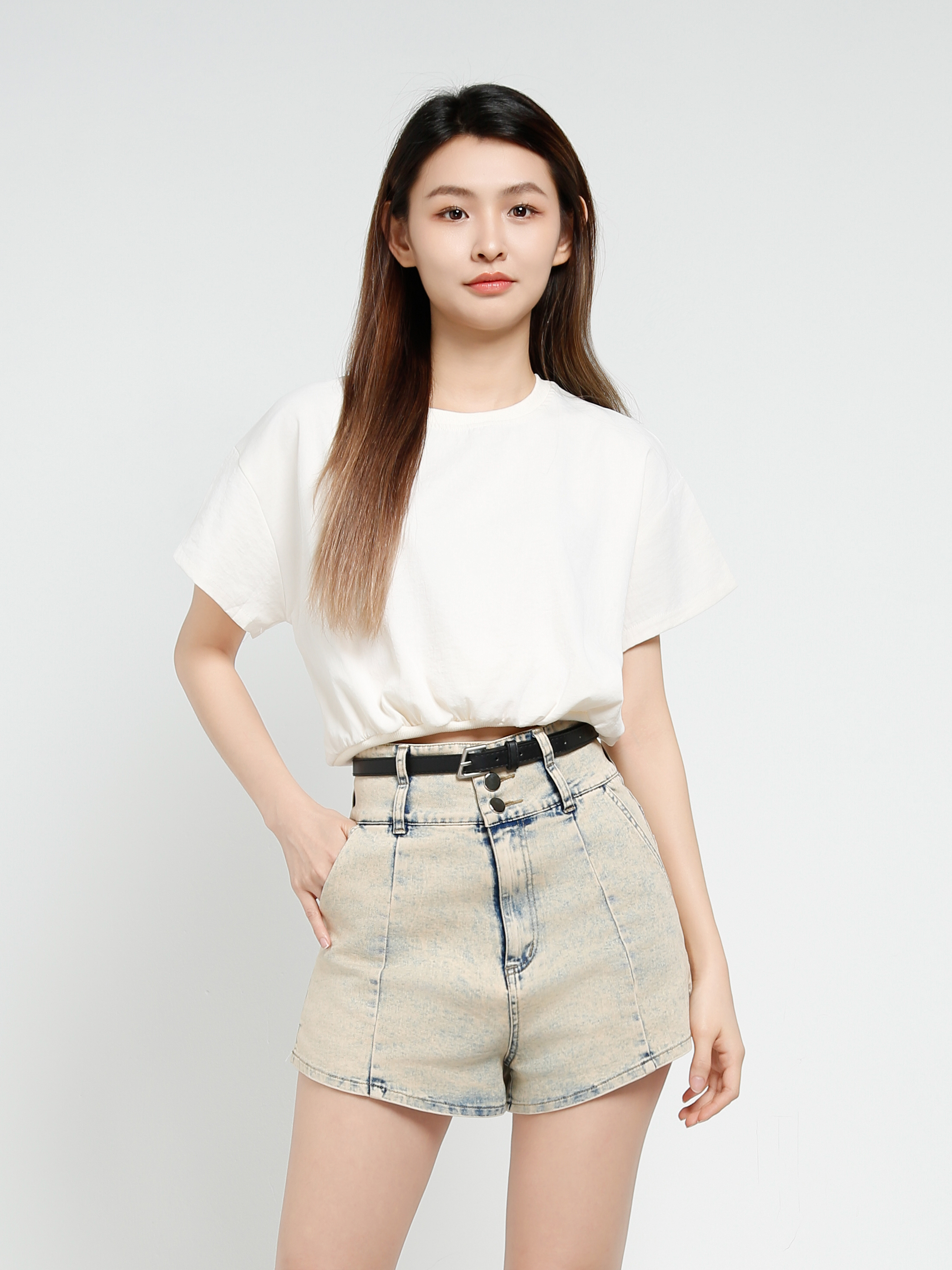 Short Sleeve Elastic Waist Top 40684